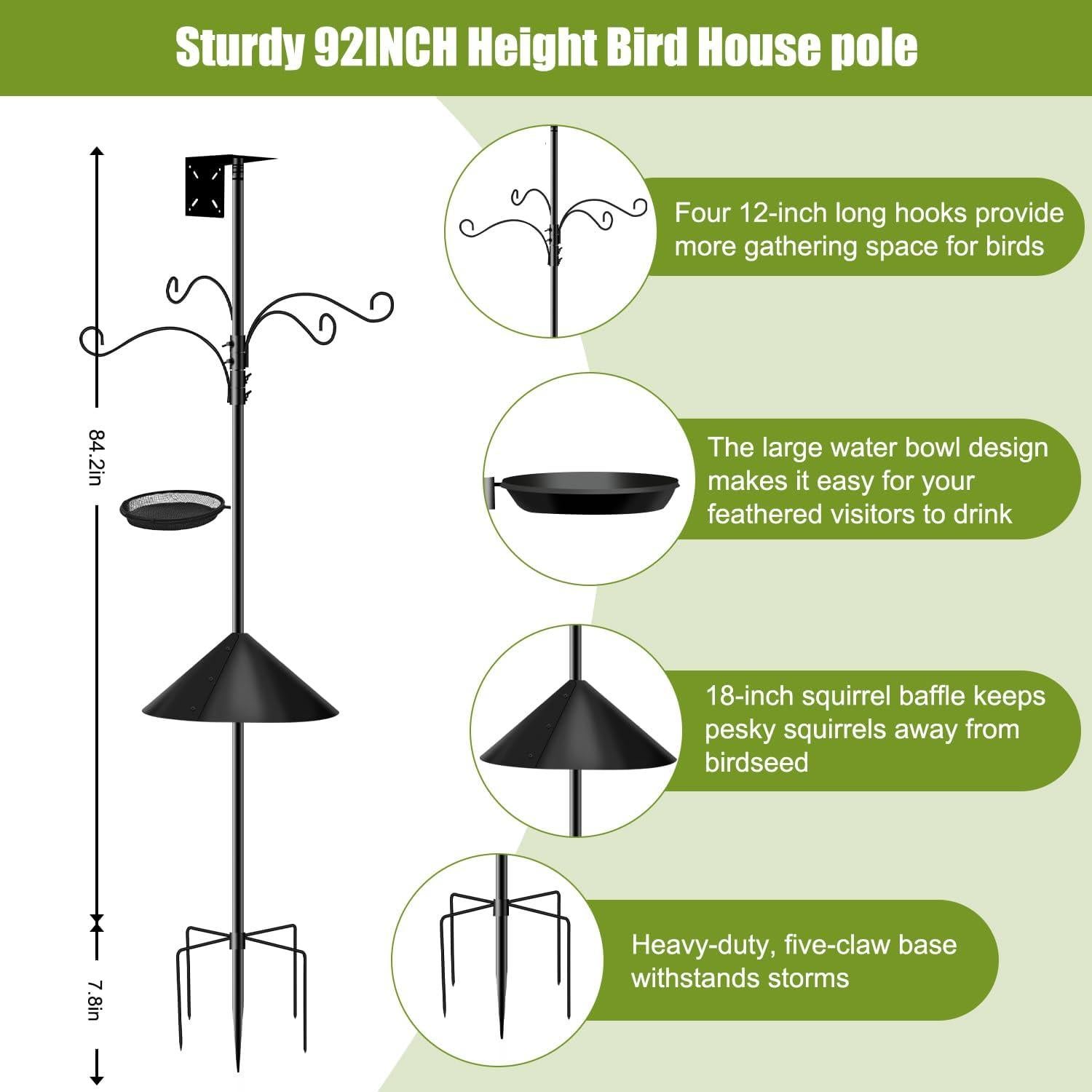 Poste de Alimentador de Aves HXYQMMY 2.34m con Baffle Antiardillas