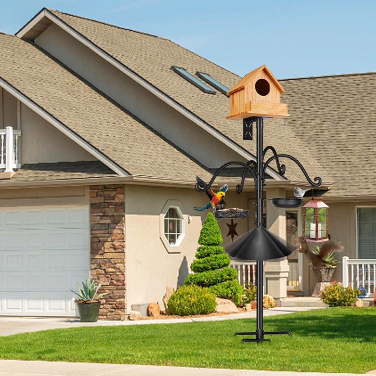 Poste de Alimentador de Aves HXYQMMY 2.34m con Baffle Antiardillas