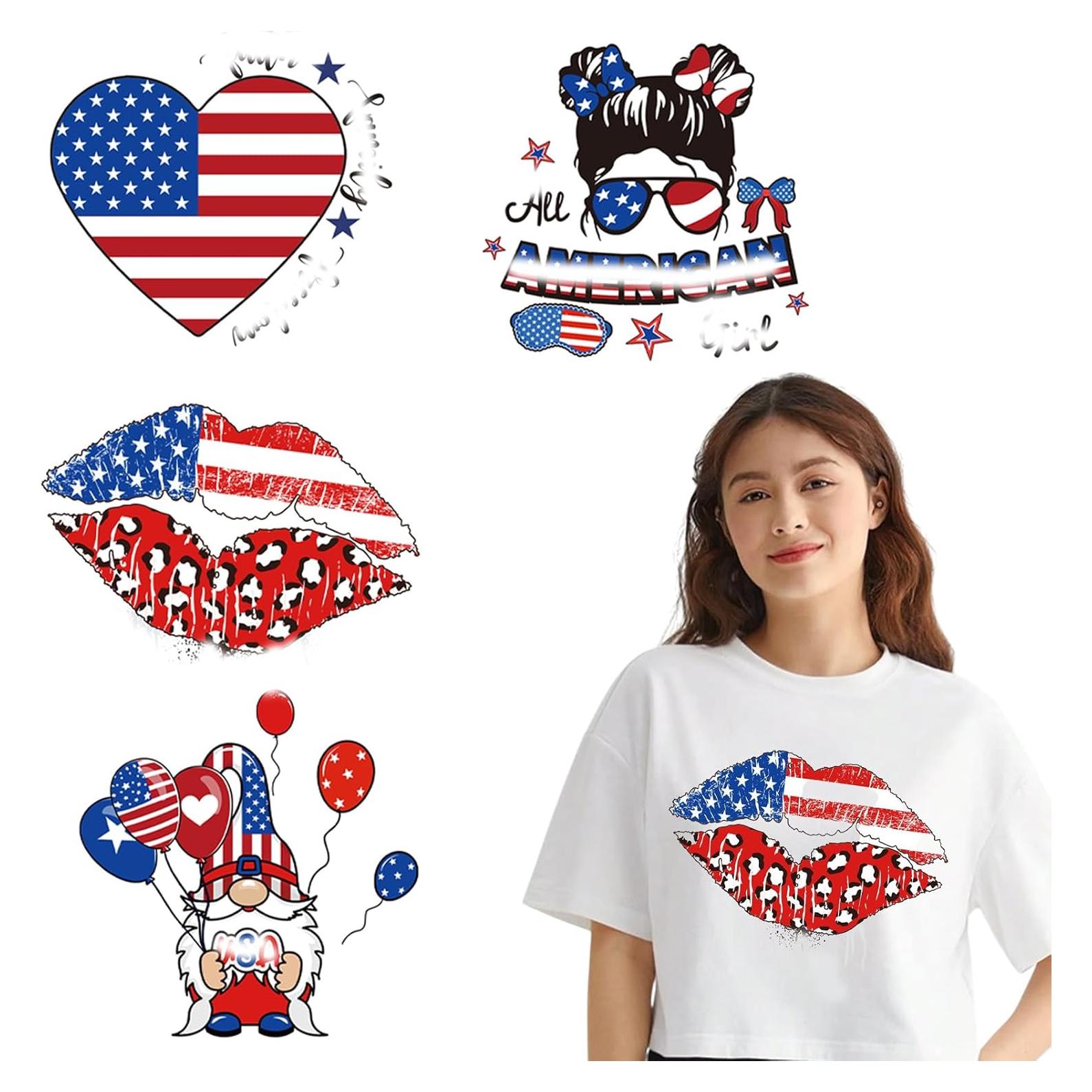 Parches de Transferencia de Calor 4 de Julio YUEJIMEIGUI 4 Pcs