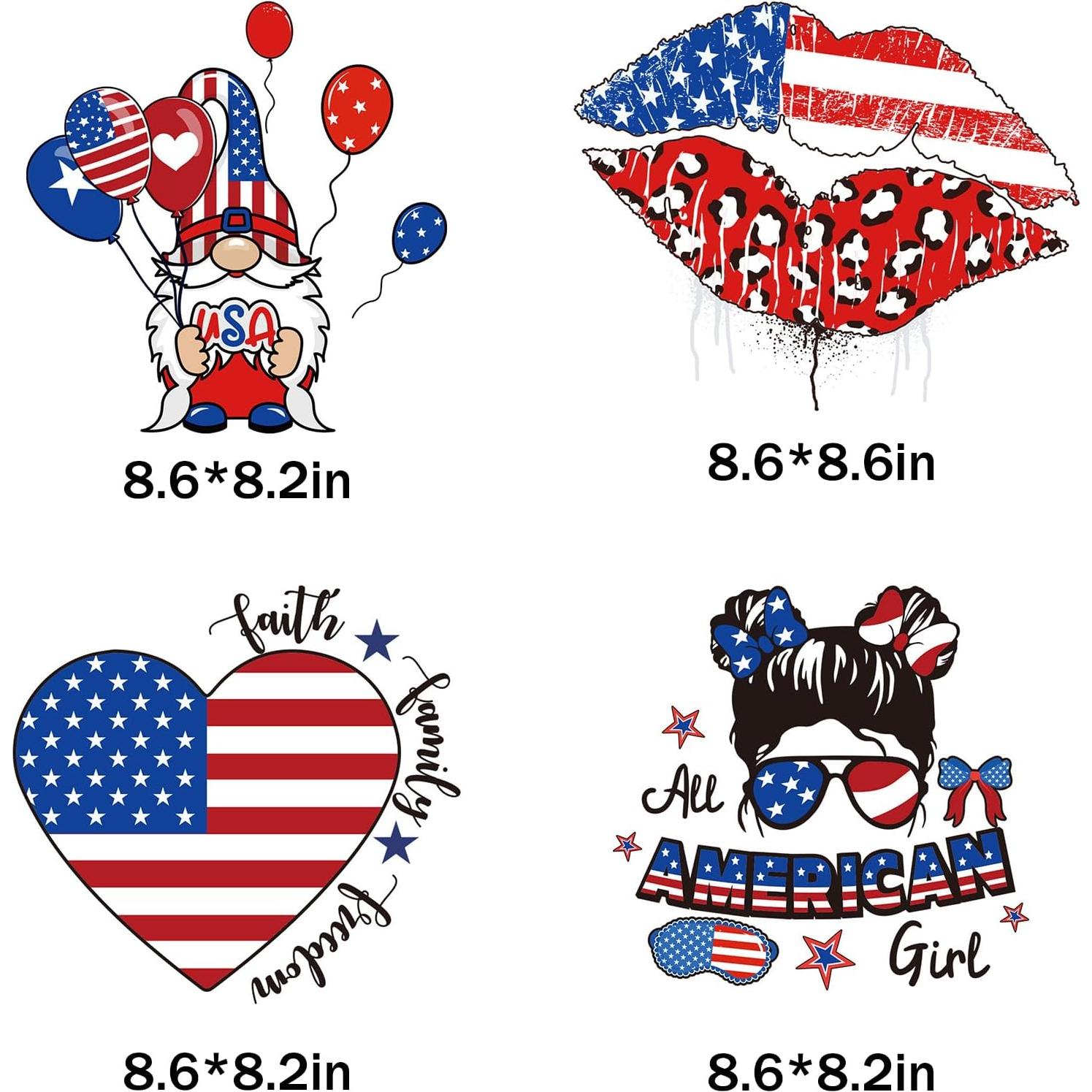 Parches de Transferencia de Calor 4 de Julio YUEJIMEIGUI 4 Pcs