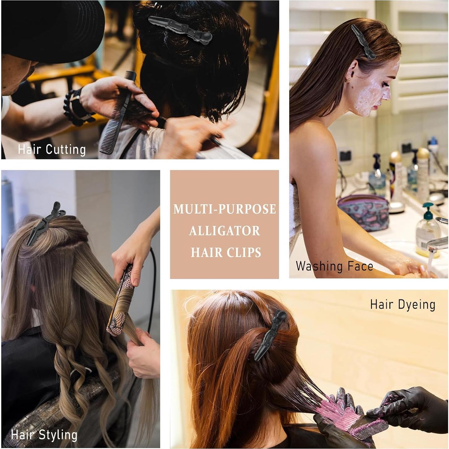 12 Clips de Pelo Negros ACO-UINT para Estilizar y Seccionar