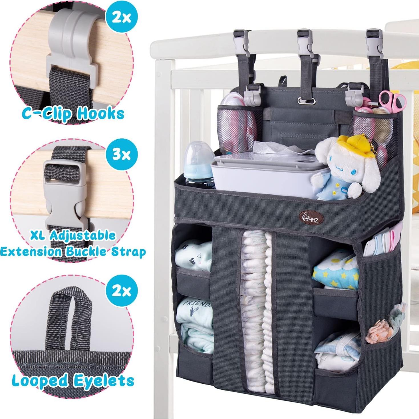 Organizador de Pañales Colgante HHZ XL - Gris Oscuro, 82 Pañales