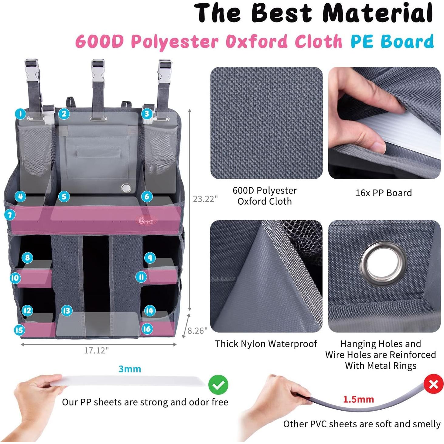 Organizador de Pañales Colgante HHZ XL - Gris Oscuro, 82 Pañales