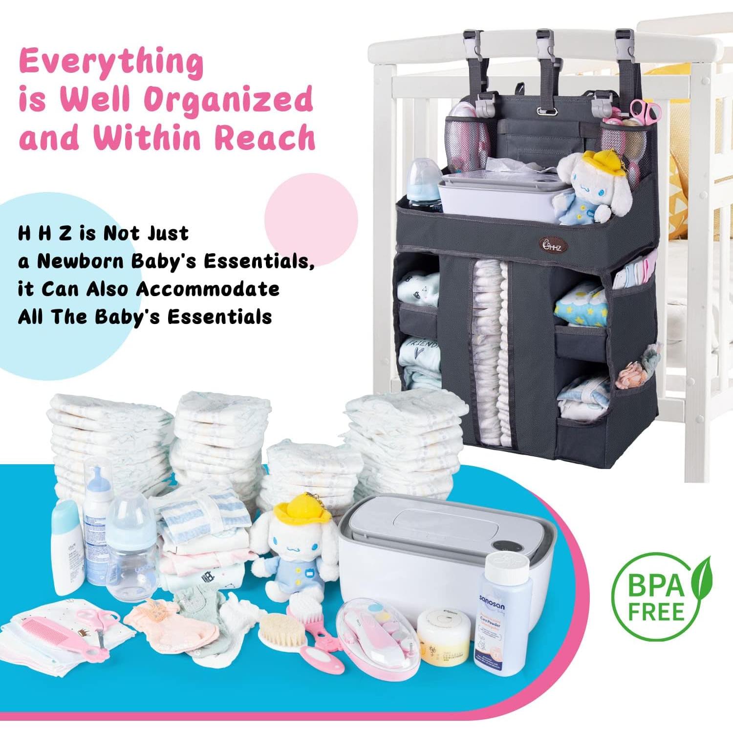 Organizador de Pañales Colgante HHZ XL - Gris Oscuro, 82 Pañales