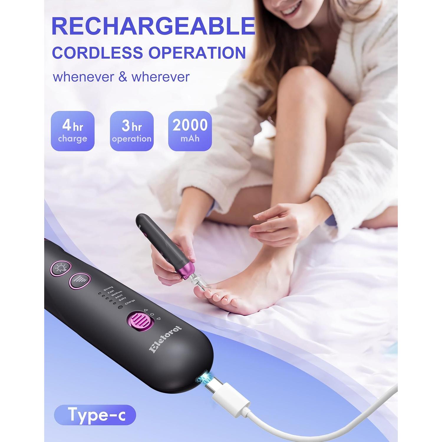 Kit de Manicura y Pedicura Eletorot 8 en 1 Recargable Inalámbrico