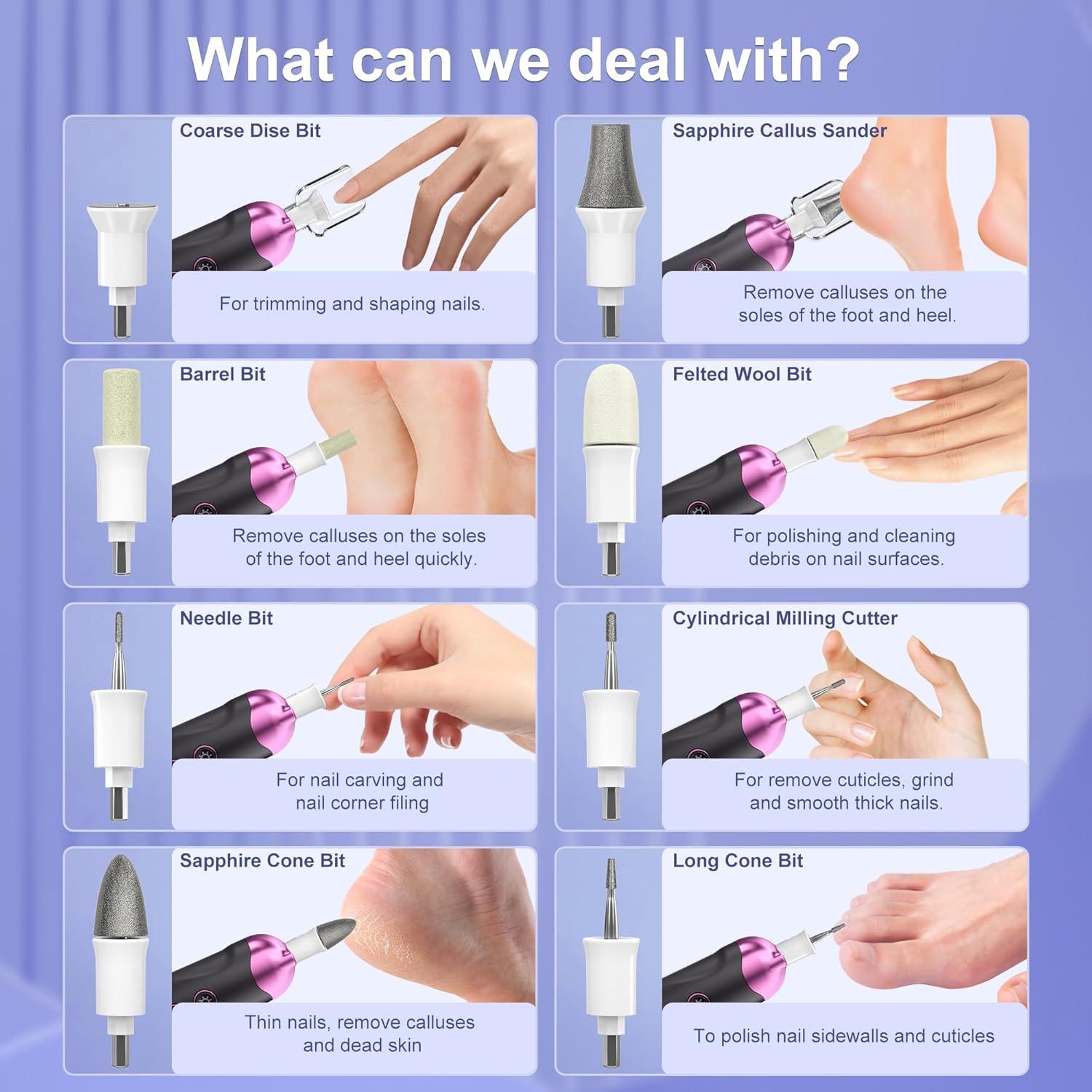 Kit de Manicura y Pedicura Eletorot 8 en 1 Recargable Inalámbrico