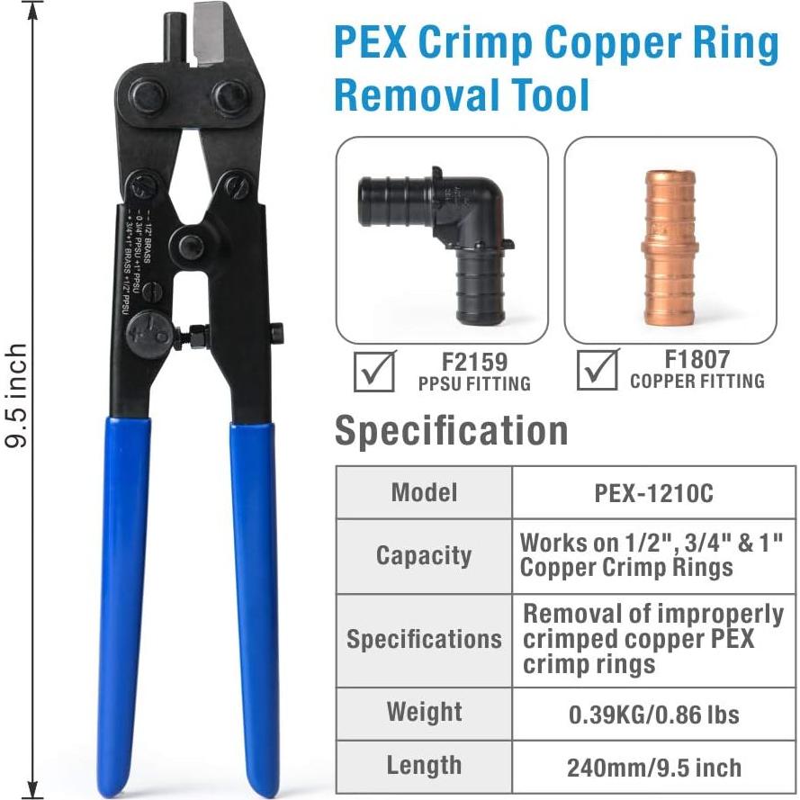 IWISS Herramienta Eliminación Anillos Crimpado PEX 1,27-2,54 cm