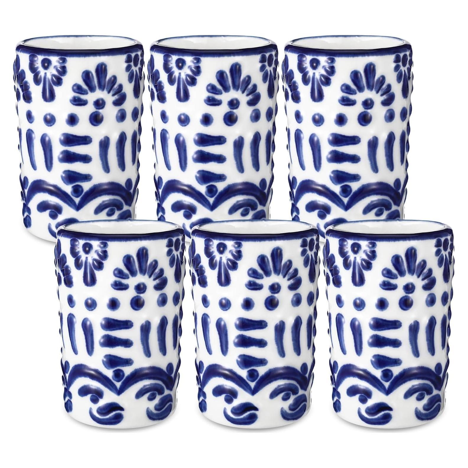 Juego de 6 Vasos de Tequila Roshtia Cerámica Azul 2 oz
