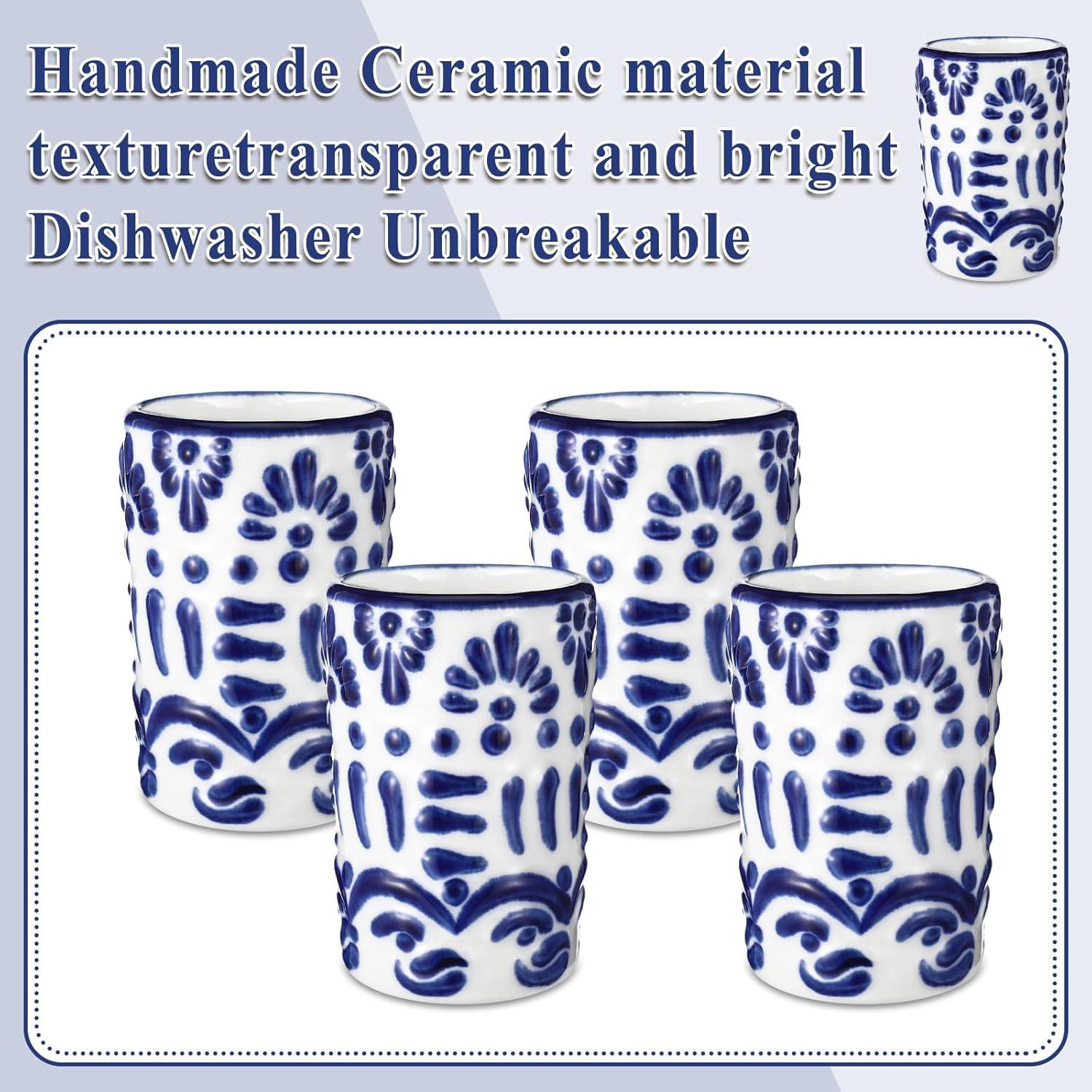 Juego de 6 Vasos de Tequila Roshtia Cerámica Azul 2 oz