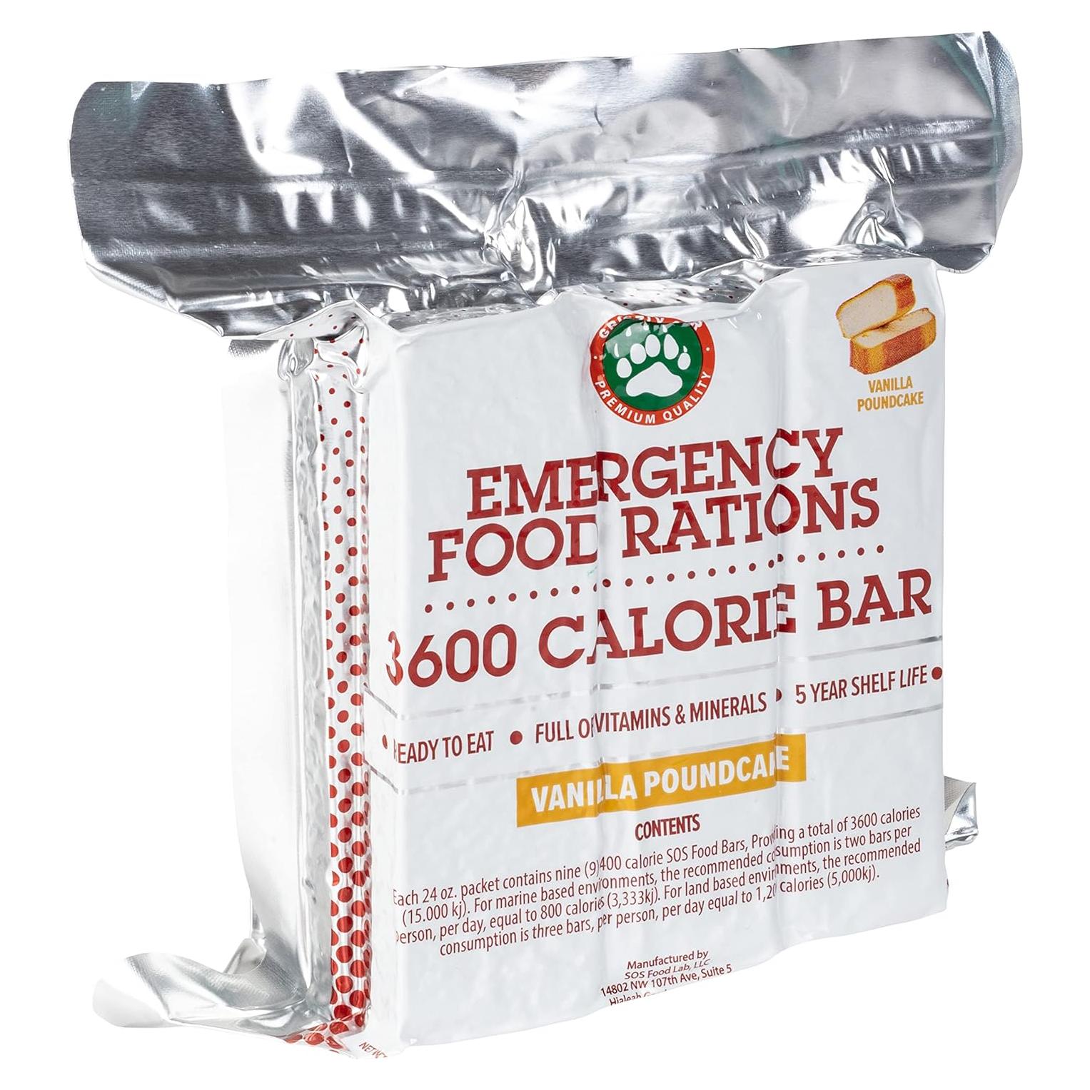 Raciones de Comida de Emergencia Grizzly Gear Vainilla 3600 Calorías