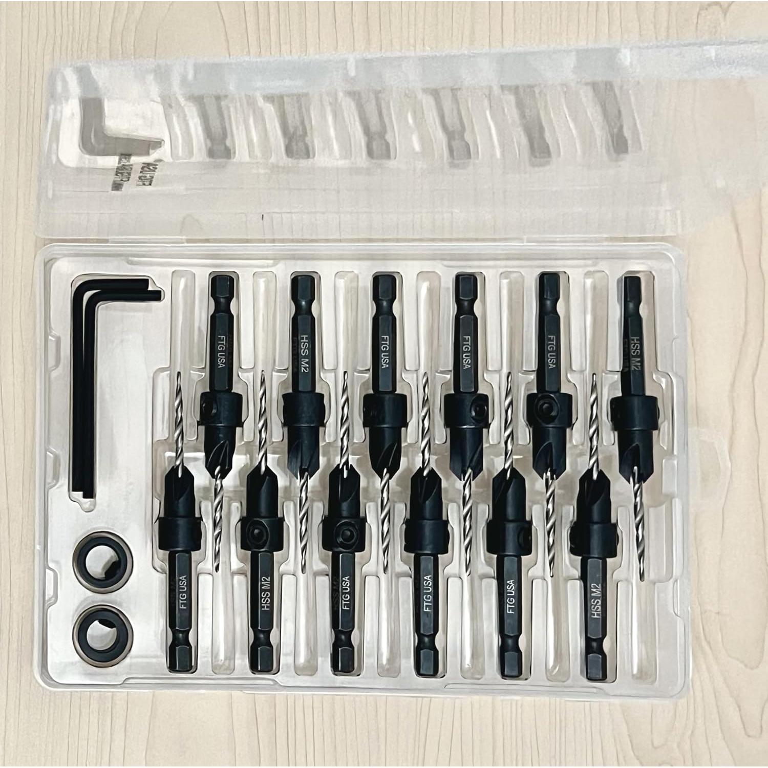 Juego de Brocas de Avellanado FTG 12 Piezas #4 para Madera