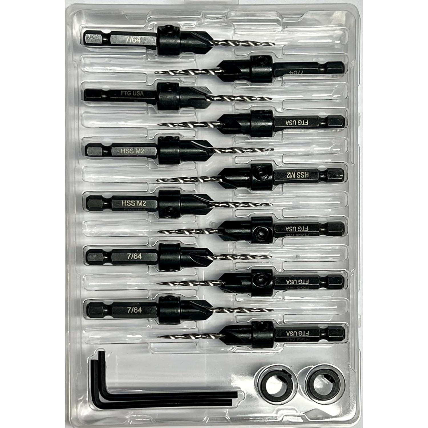 Juego de Brocas de Avellanado FTG 12 Piezas #4 para Madera