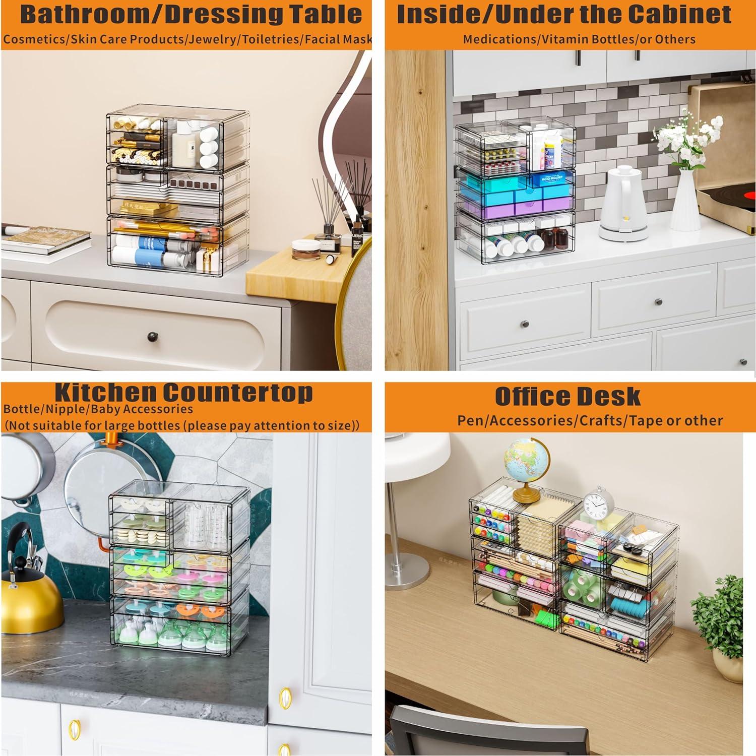 Organizador de Cajones Apilable Yieach 3Pack 10 Cajones Acrílico