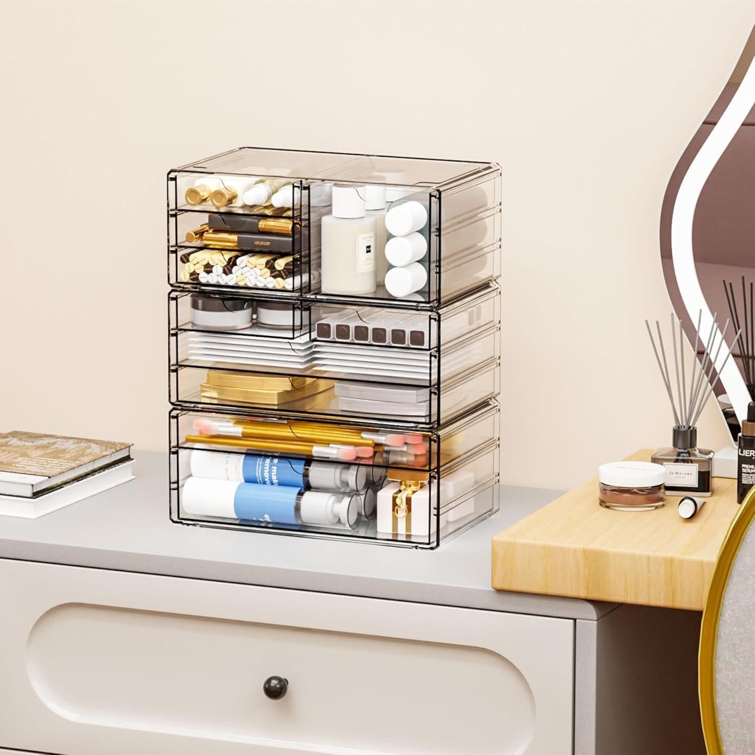 Organizador de Cajones Apilable Yieach 3Pack 10 Cajones Acrílico