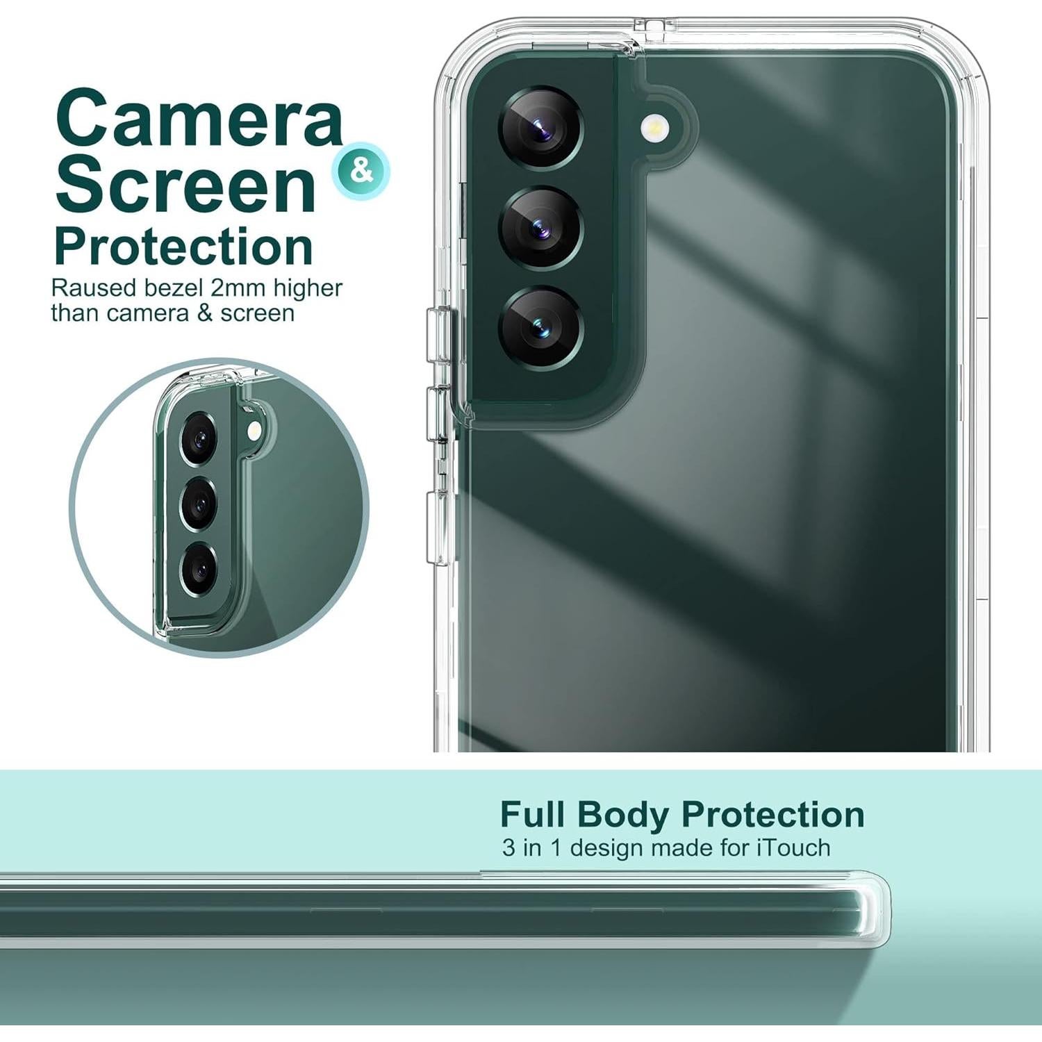 Funda KIOMY Transparente 3 en 1 para Samsung Galaxy S22 + 2 Protectores