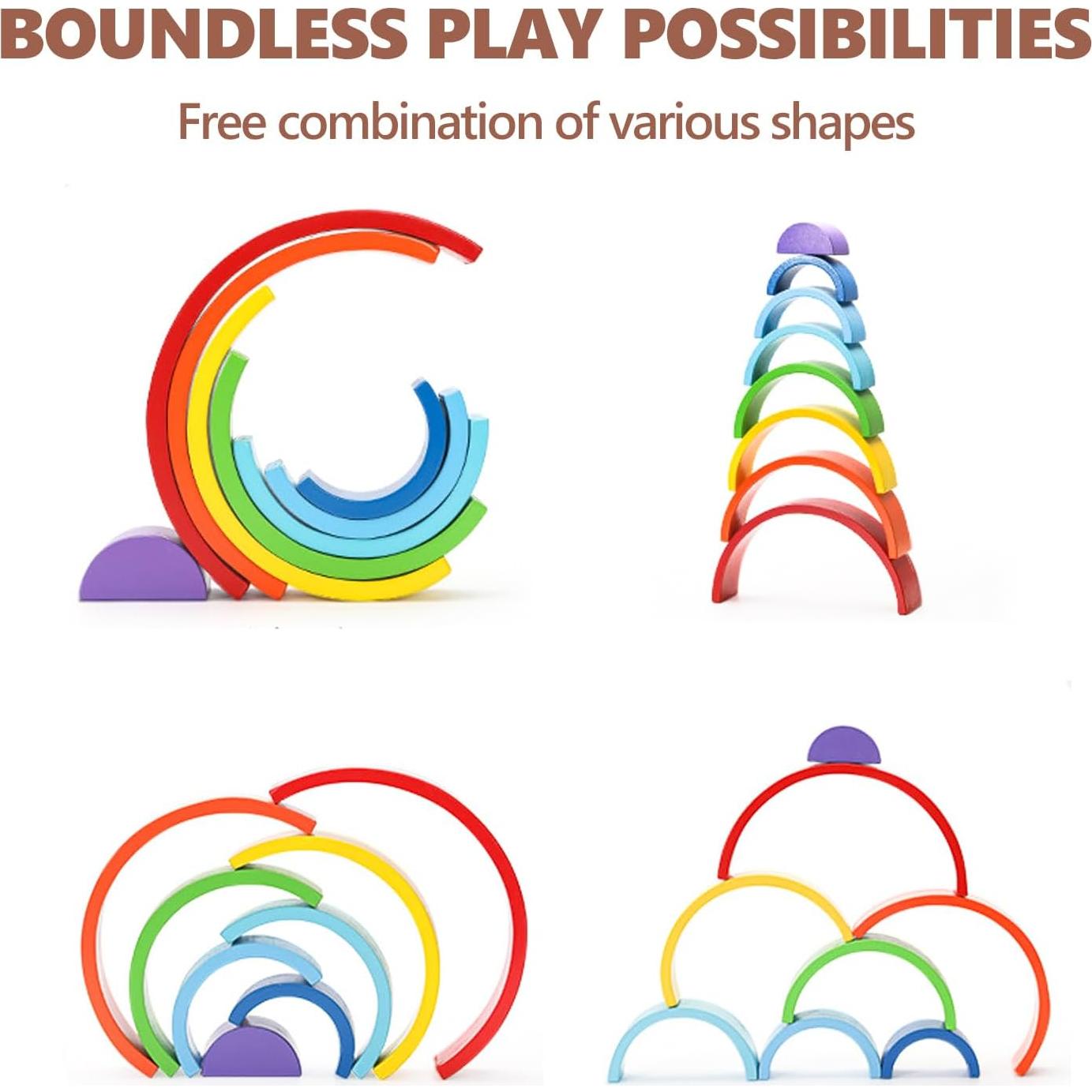 Juguete de Apilamiento Arcoíris de Madera TUOWITA 8 Capas