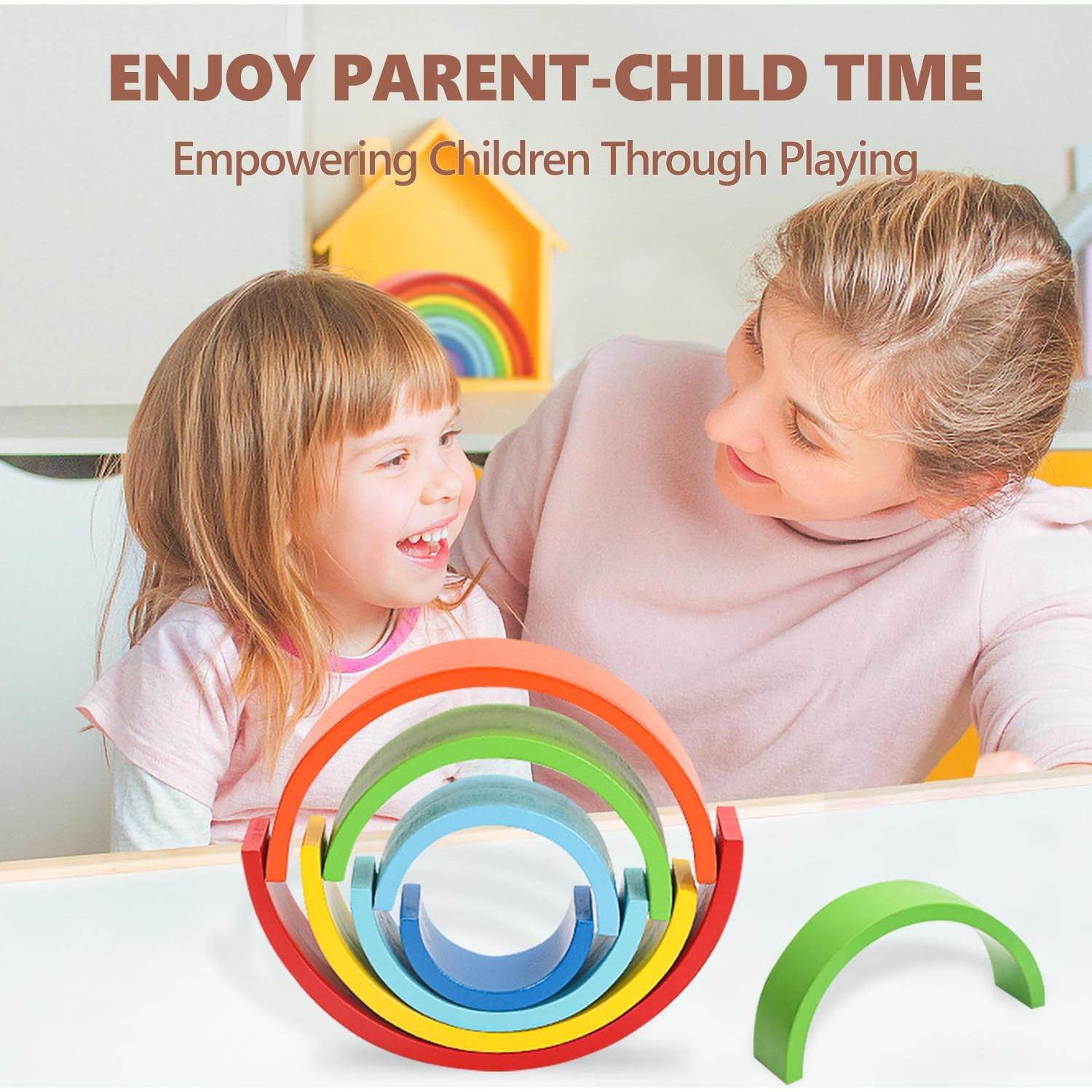 Juguete de Apilamiento Arcoíris de Madera TUOWITA 8 Capas