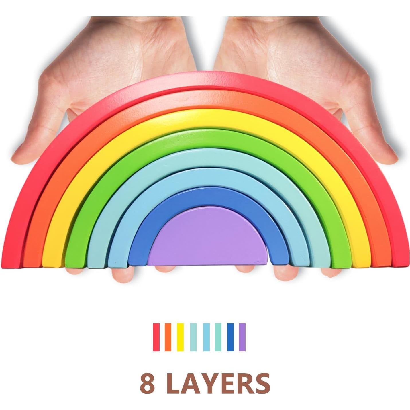 Juguete de Apilamiento Arcoíris de Madera TUOWITA 8 Capas