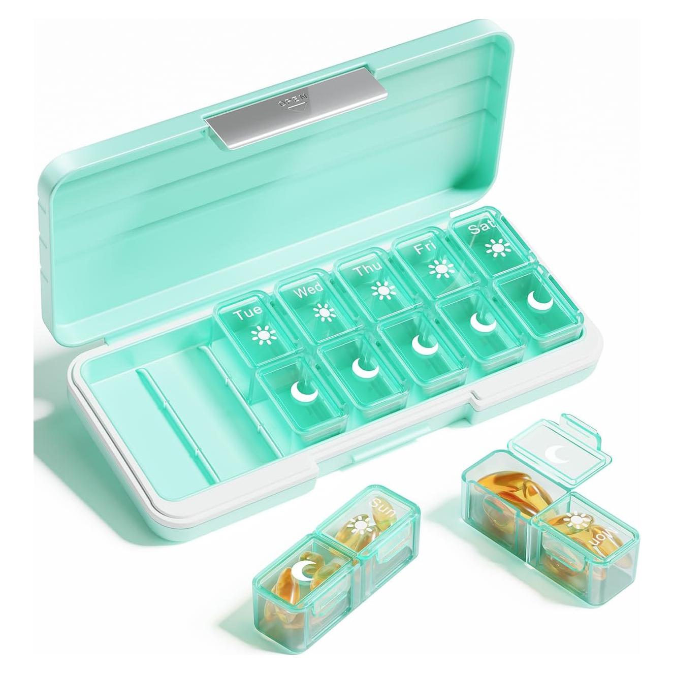 Organizador de Pastillas Semanal Betife AM PM 7 Días Verde