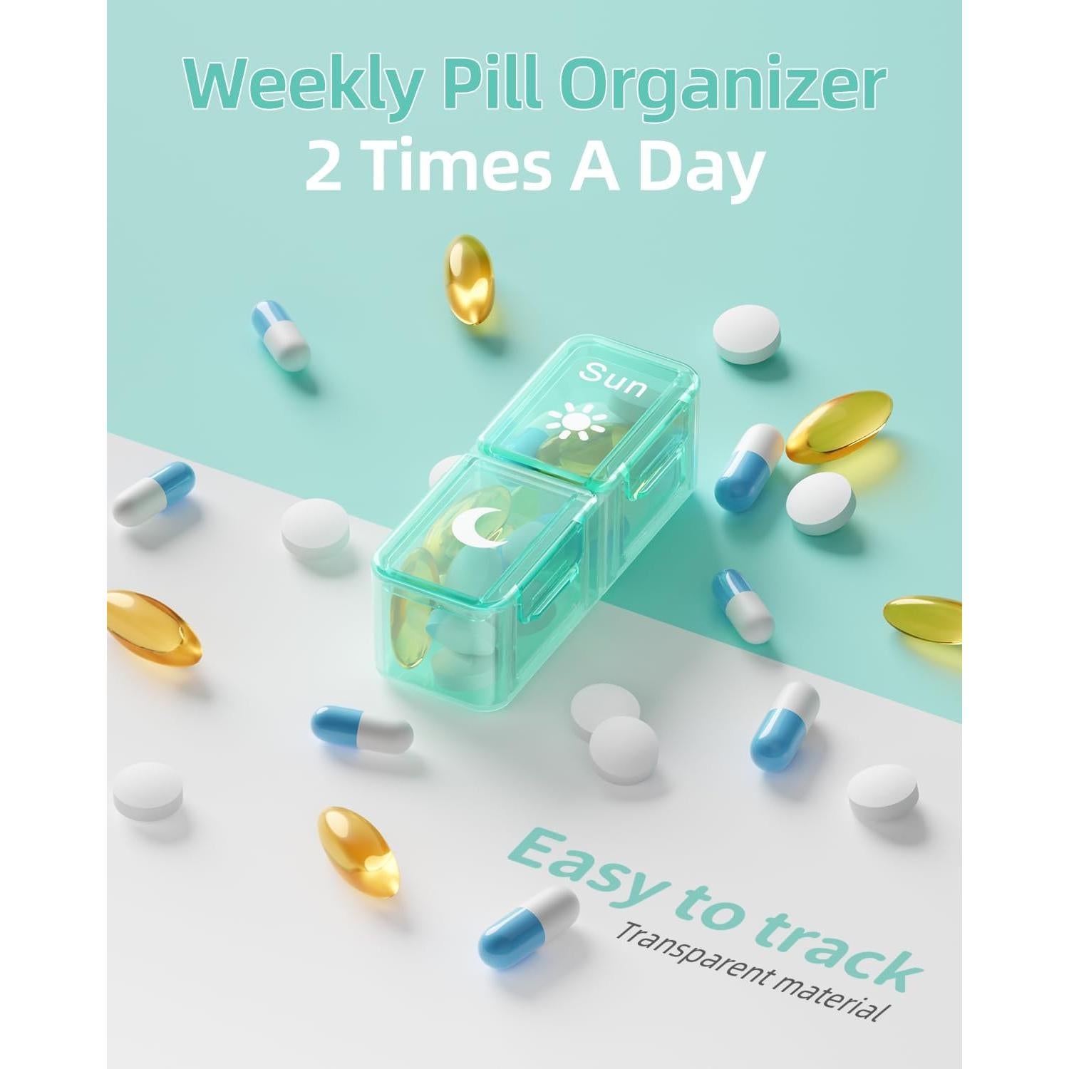 Organizador de Pastillas Semanal Betife AM PM 7 Días Verde