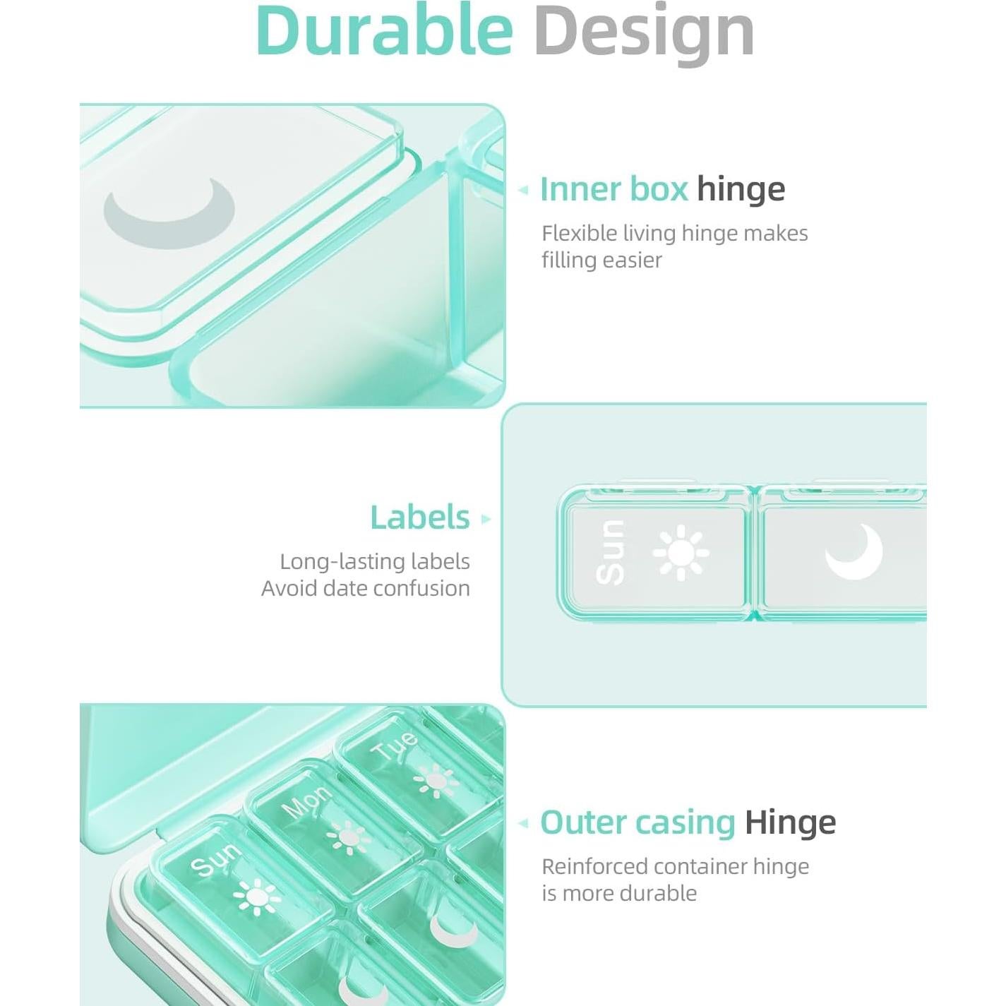 Organizador de Pastillas Semanal Betife AM PM 7 Días Verde