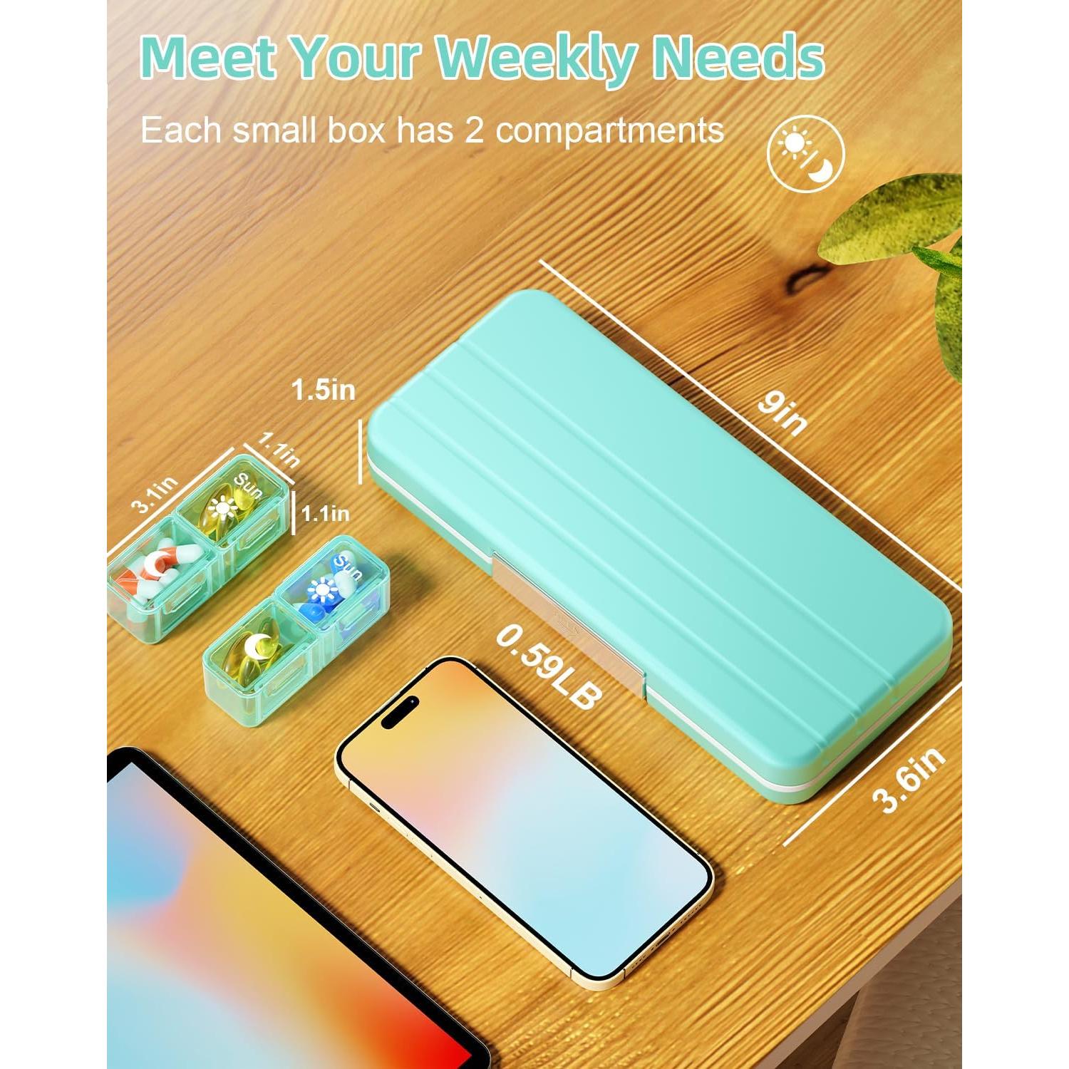 Organizador de Pastillas Semanal Betife AM PM 7 Días Verde