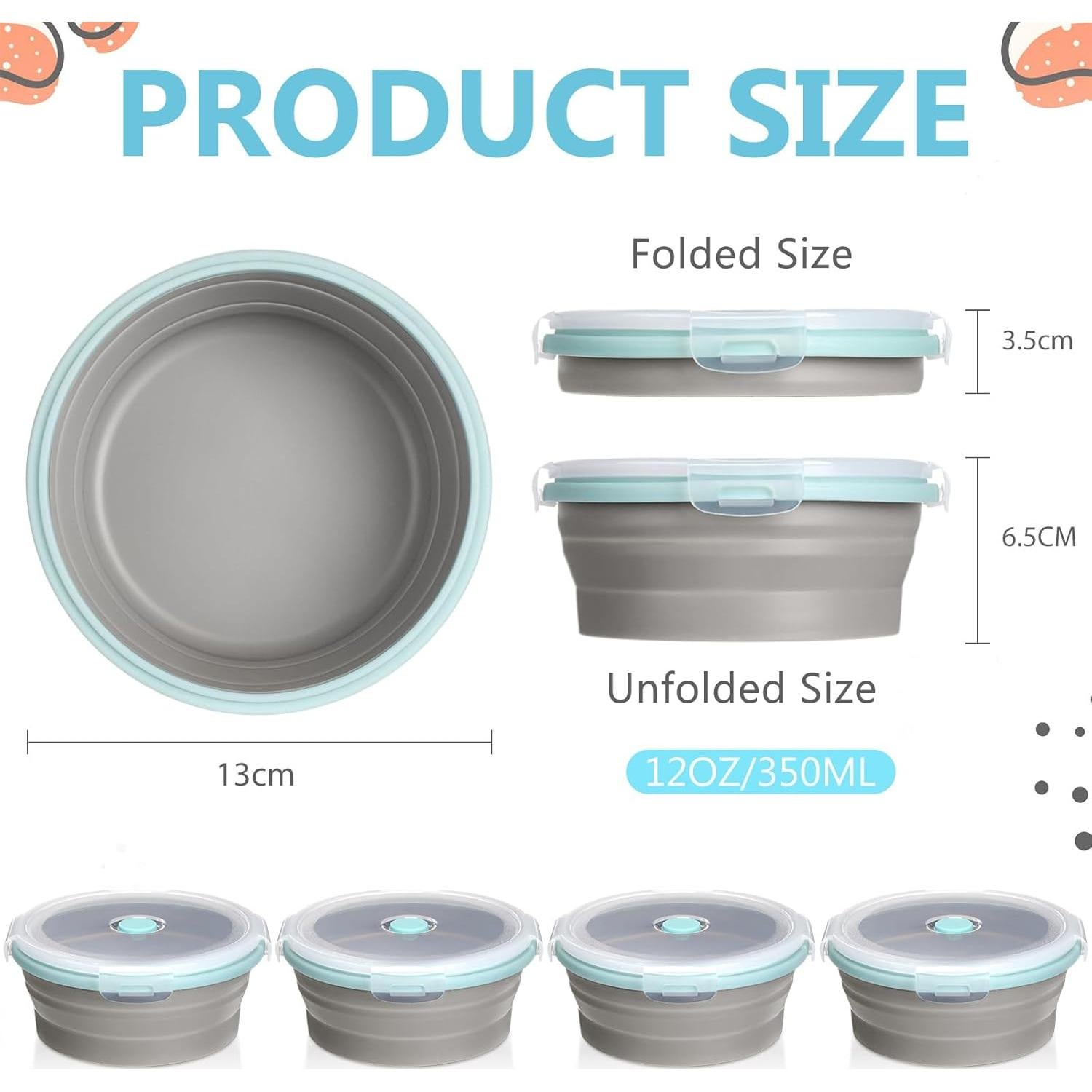 Tazones de Camping Suclain 4 Pcs Silicona Colapsable 350 ml