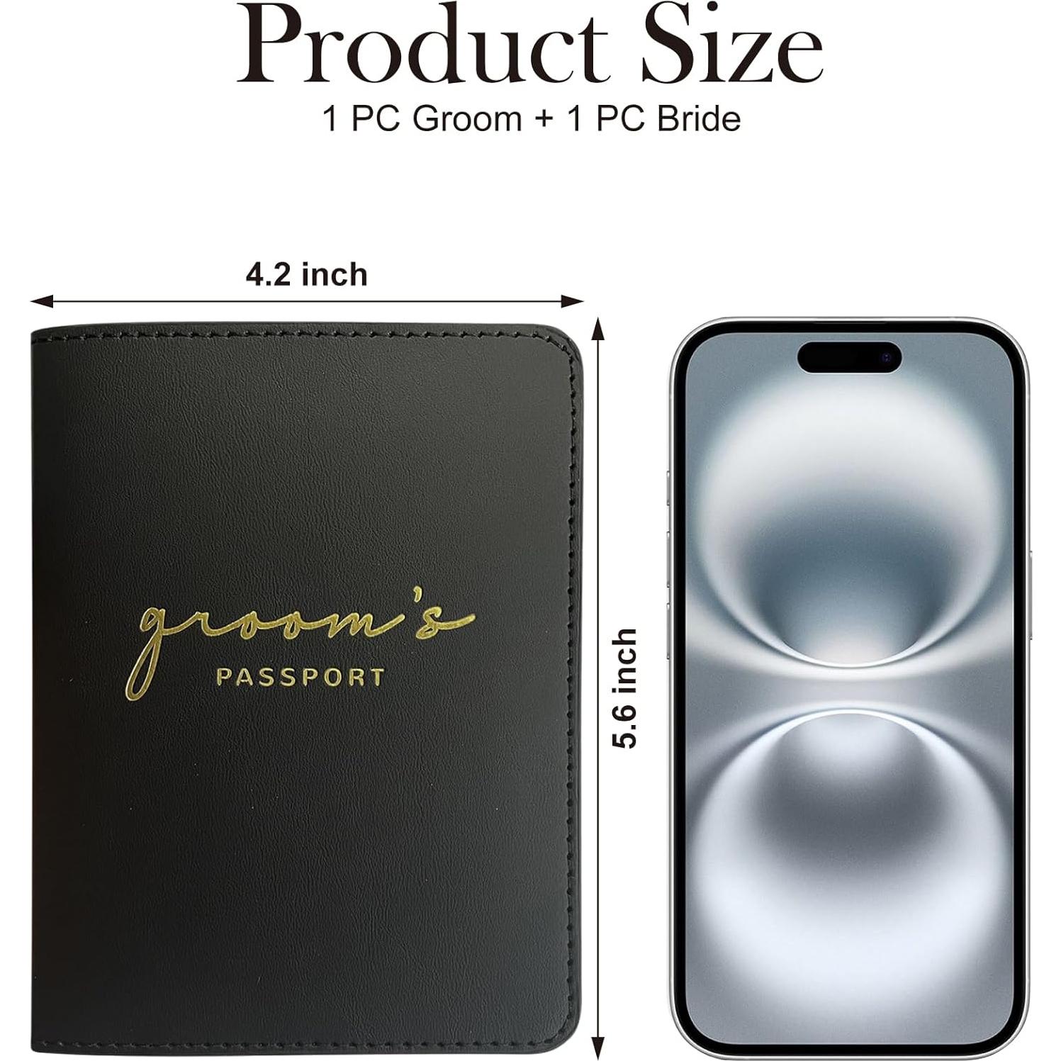 Juego de Fundas de Pasaporte Novios HubbyWifeyGifts - Protección de Viaje