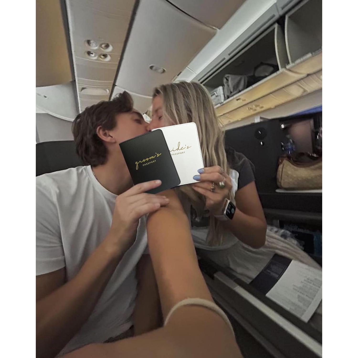 Juego de Fundas de Pasaporte Novios HubbyWifeyGifts - Protección de Viaje