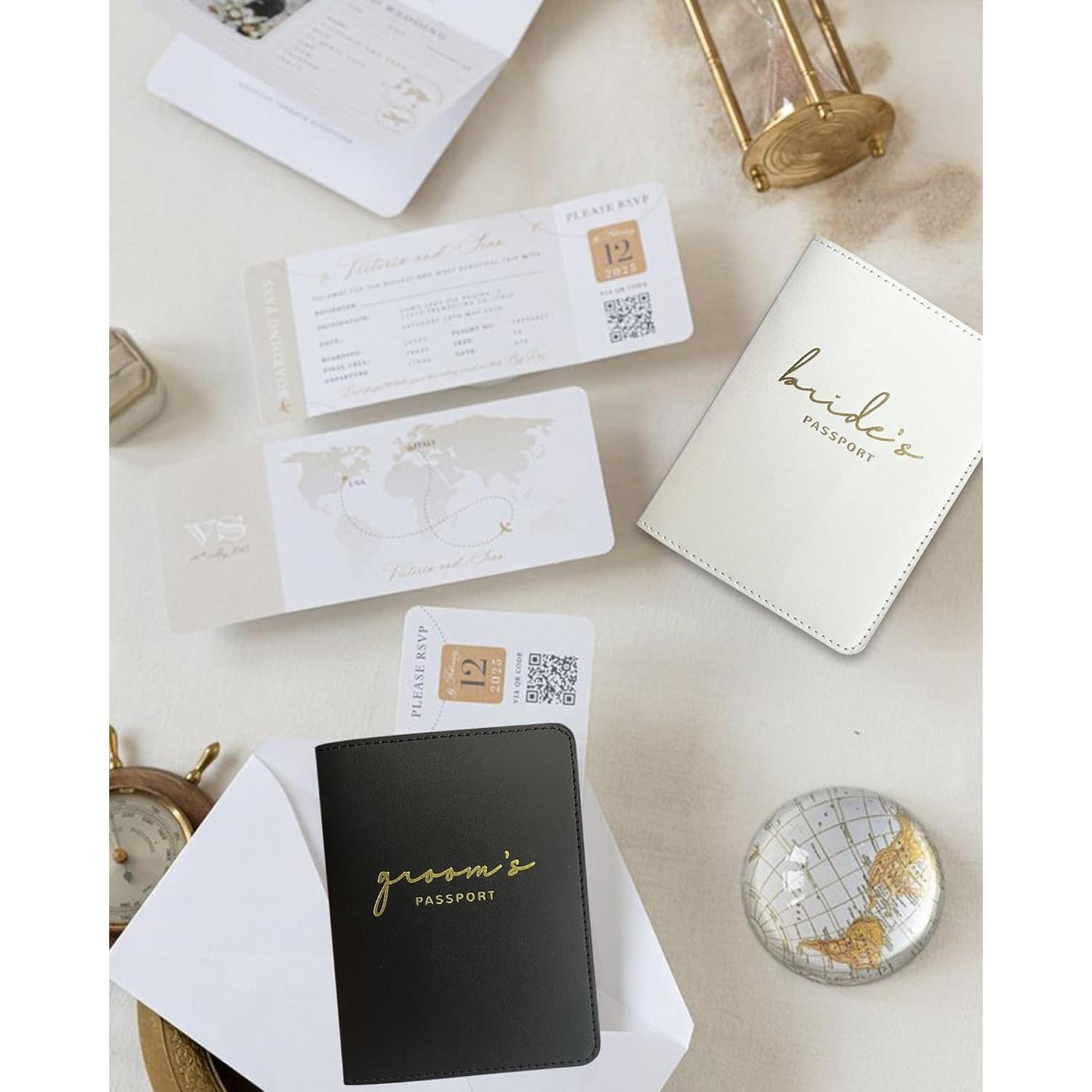 Juego de Fundas de Pasaporte Novios HubbyWifeyGifts - Protección de Viaje