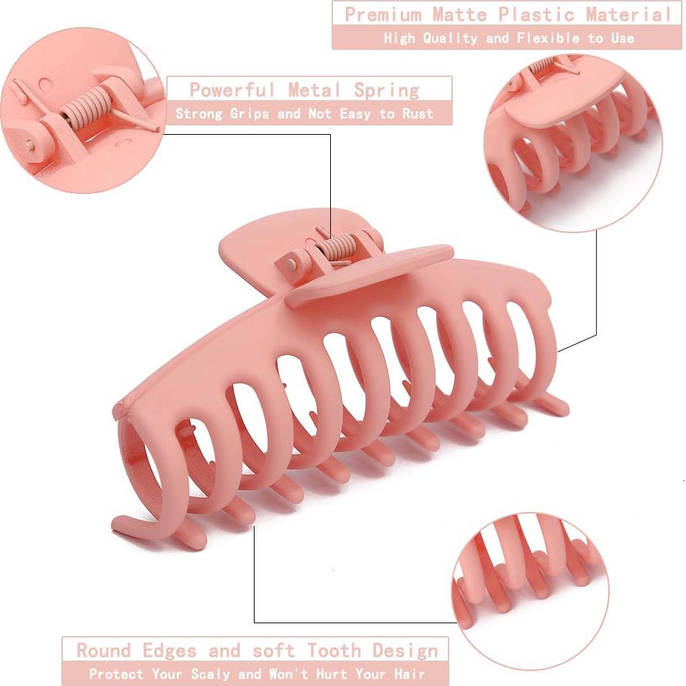 8 Clips de Garra Grandes Yanwenx para Cabello Grueso Rosa