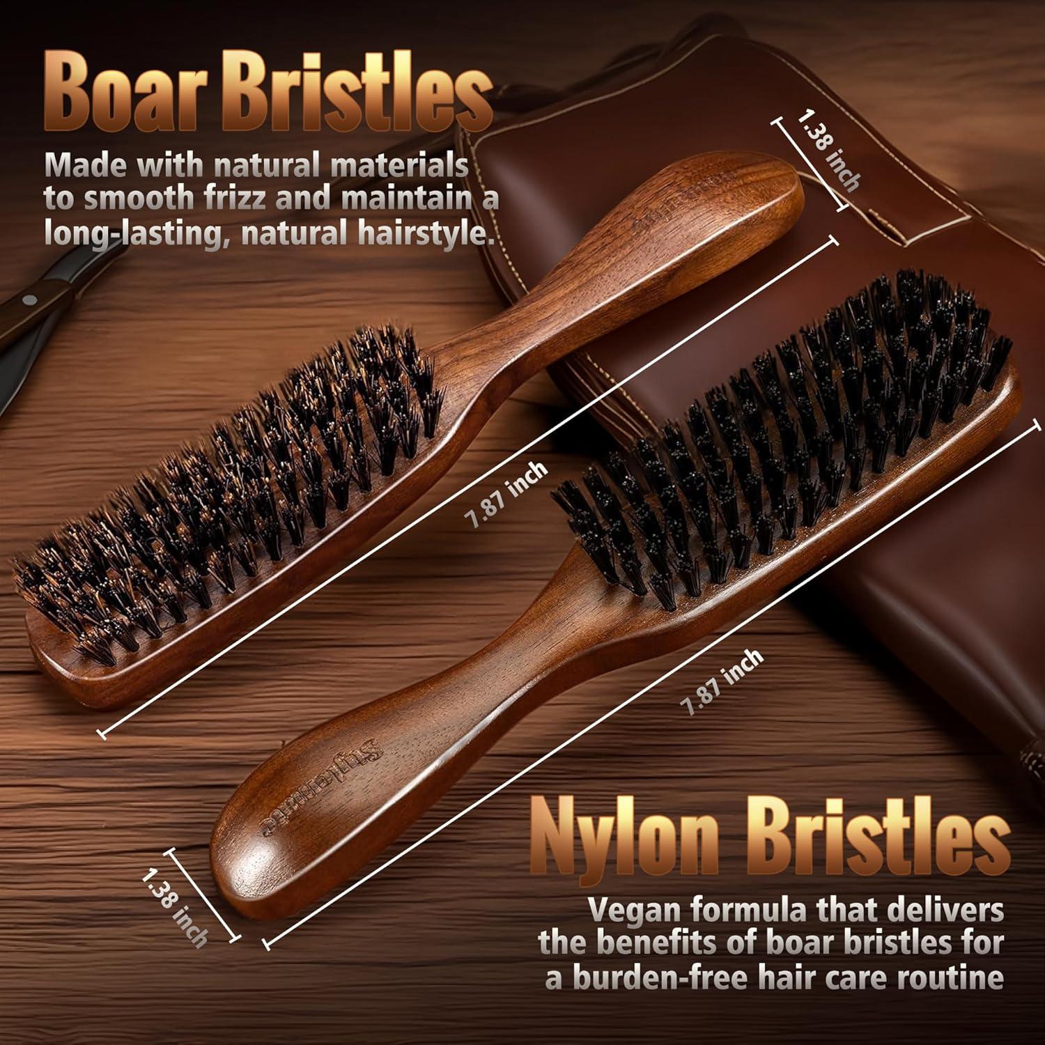 Cepillo de Cerdas de Jabalí STYLEMATE para Cabello y Barba