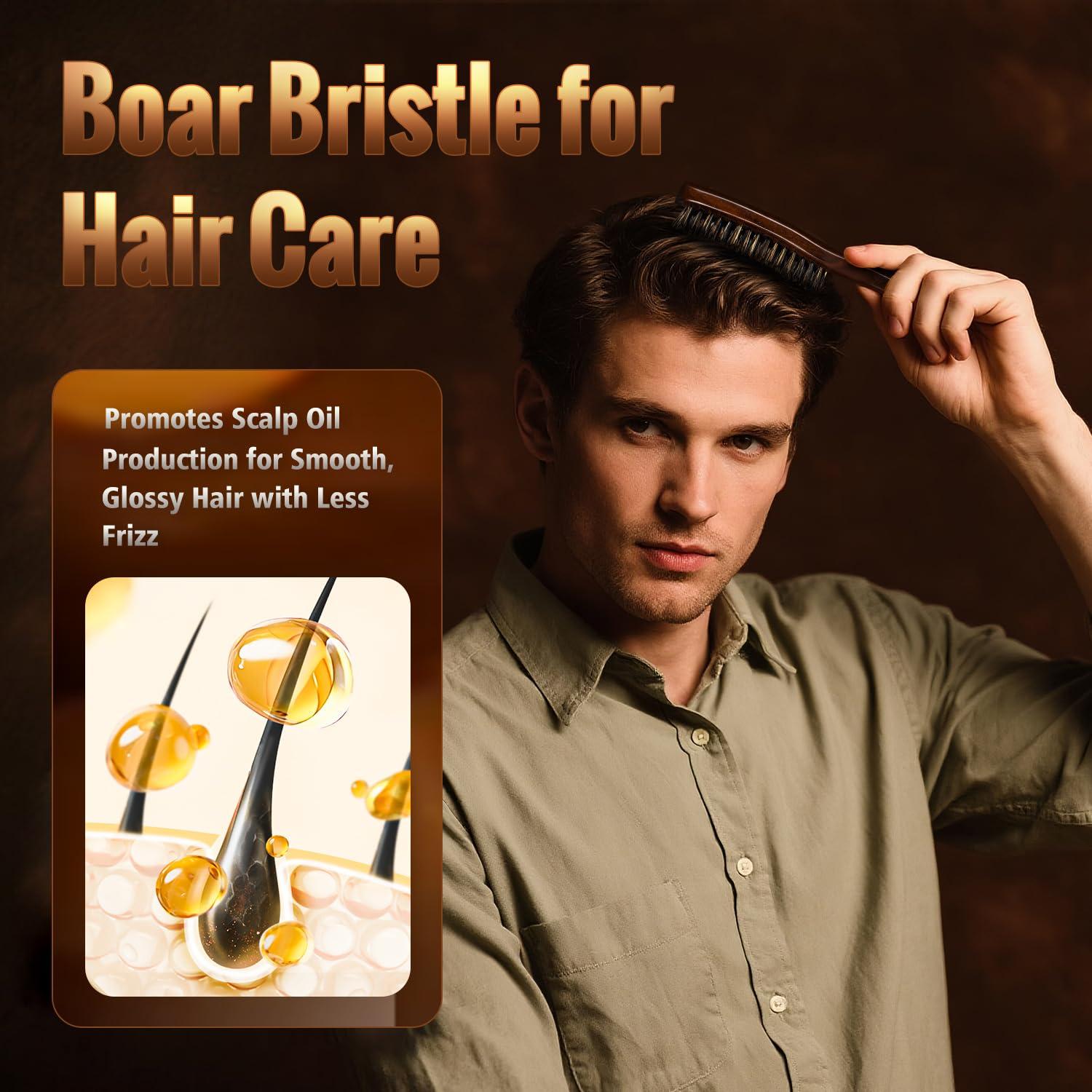 Cepillo de Cerdas de Jabalí STYLEMATE para Cabello y Barba