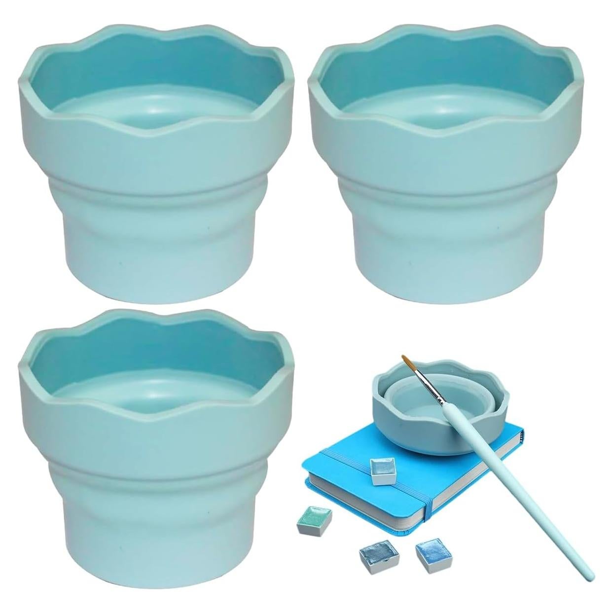 Cubo Lavador de Pinceles Plegable AddLotLot Silicona Azul
