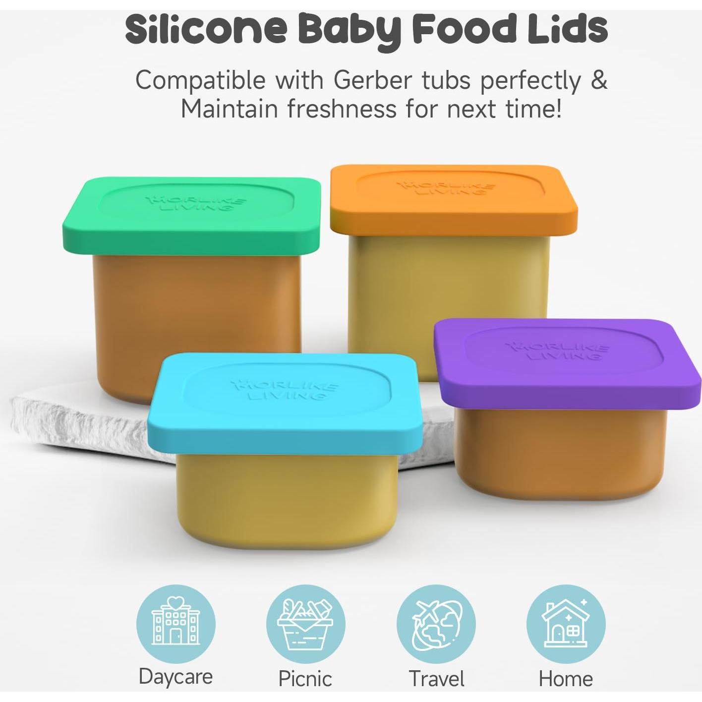 Tapas de Silicona Reutilizables Morlike para Comida Bebé - 4 Piezas