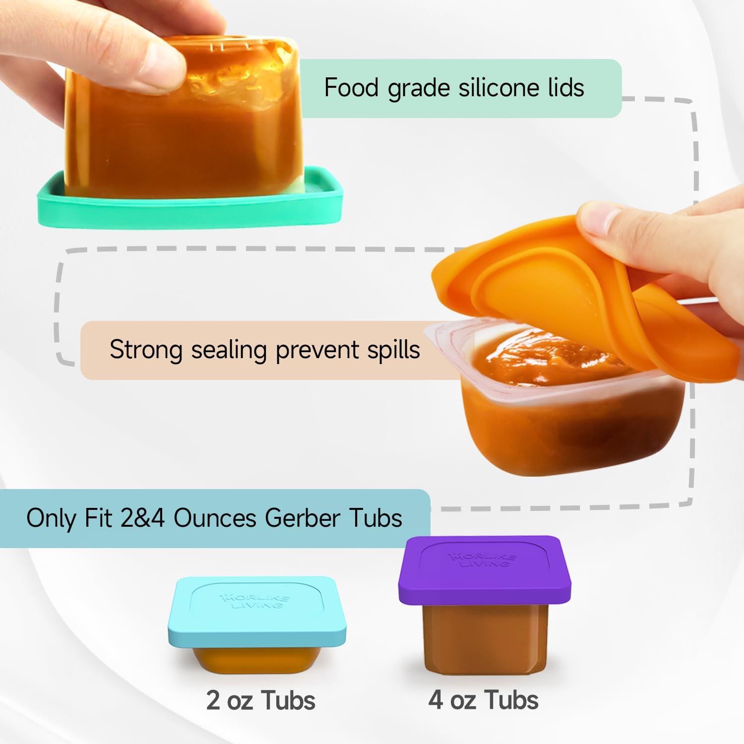 Tapas de Silicona Reutilizables Morlike para Comida Bebé - 4 Piezas