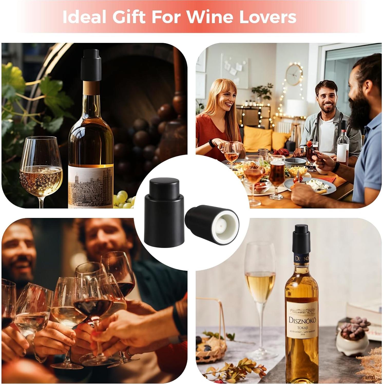 2 Tapones de Vino Reutilizables MocareHealth con Escala