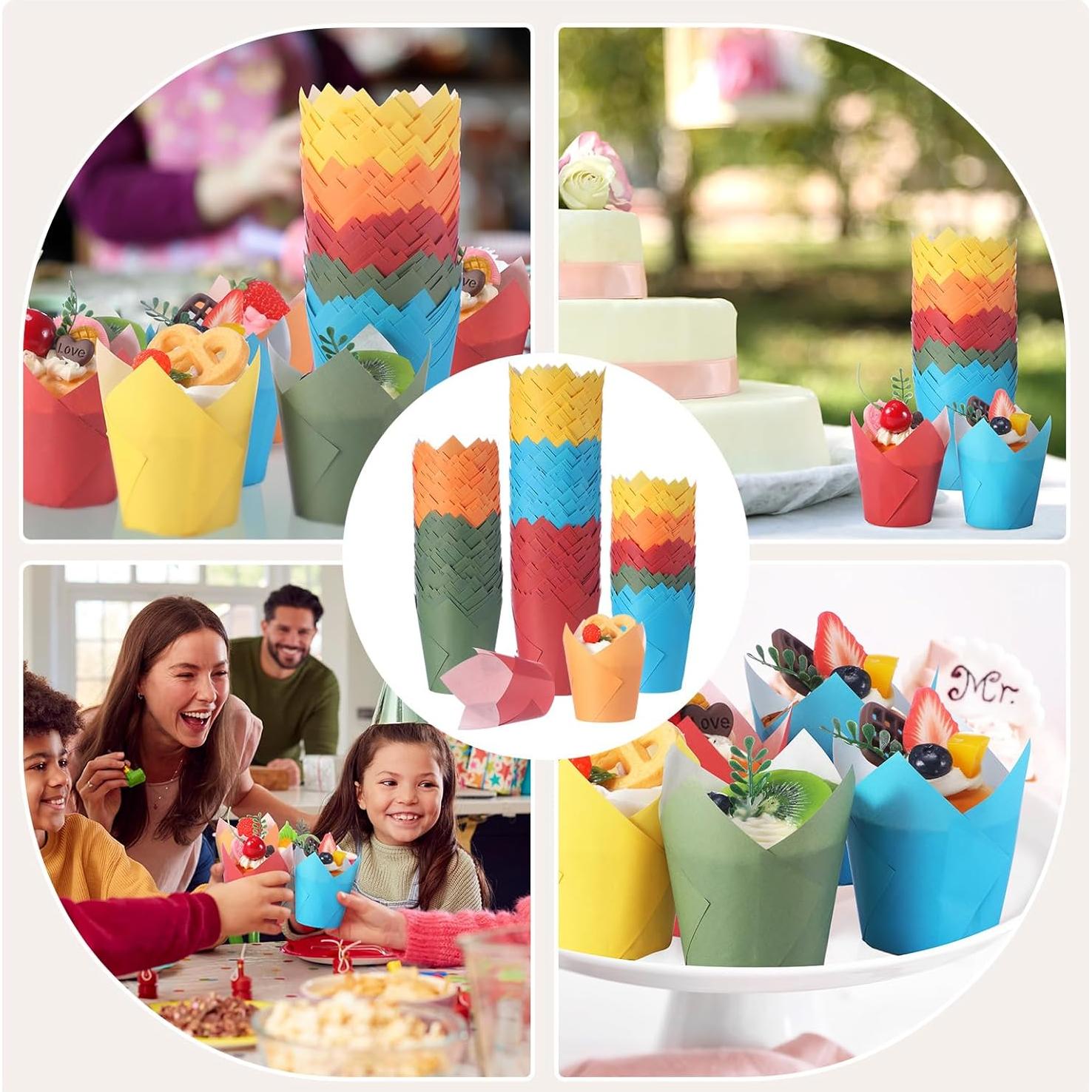Havawish 500 Forros para Cupcakes Tulipán Coloridos Desechables