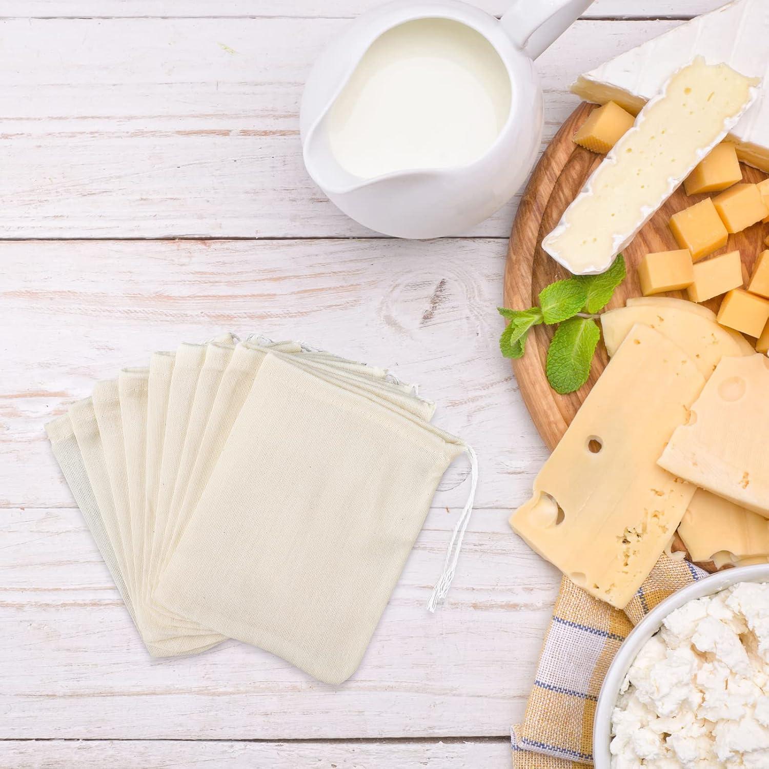 100 Bolsas de Tela de Queso Reutilizables Tegeme 10x15 cm