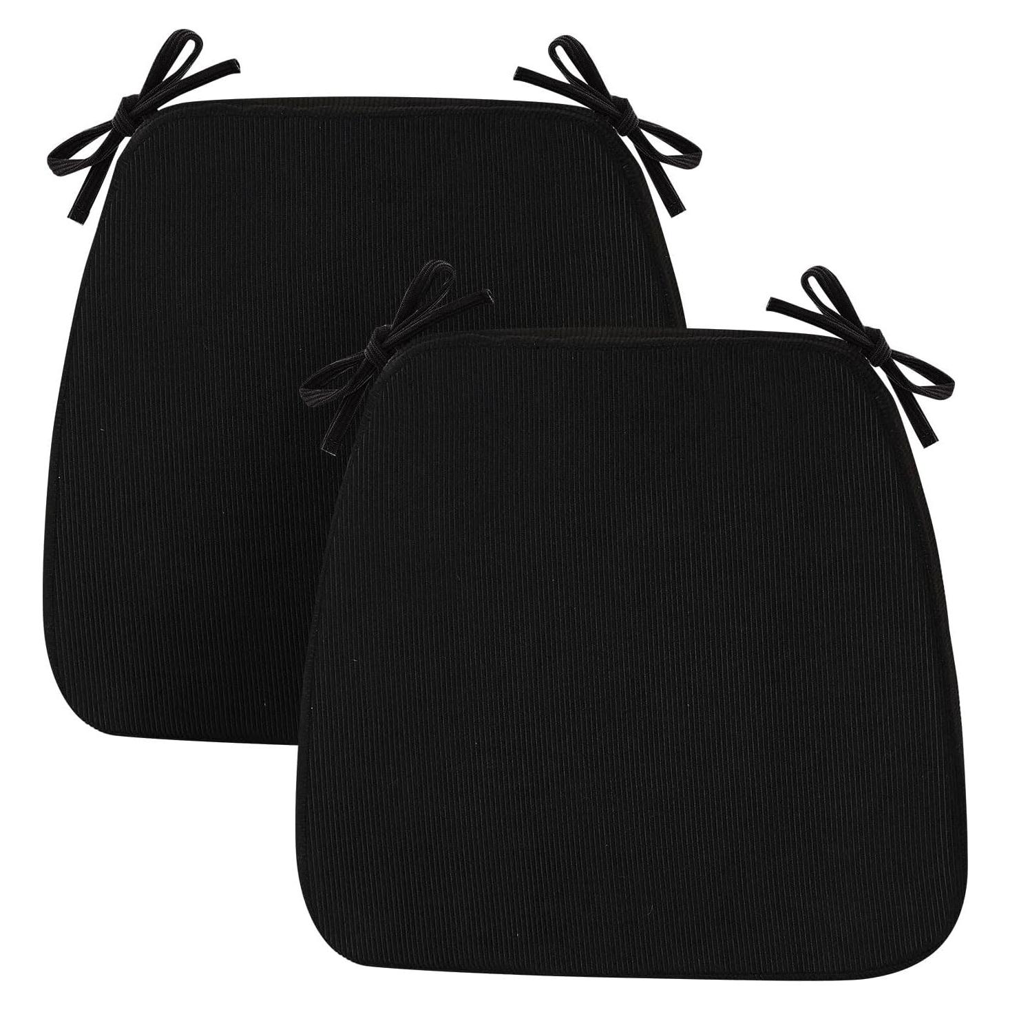 Cojines para Sillas Nobildonna 43x41 cm, Espuma con Gel, Negro, Juego de 2