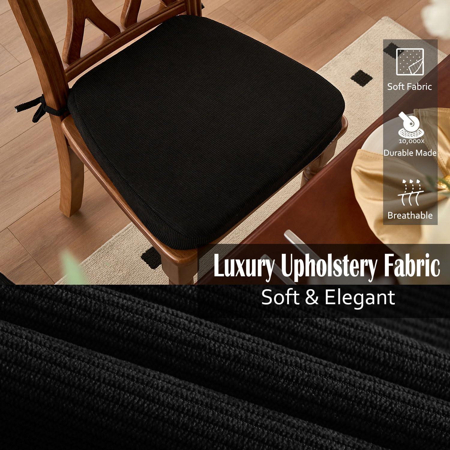 Cojines para Sillas Nobildonna 43x41 cm, Espuma con Gel, Negro, Juego de 2