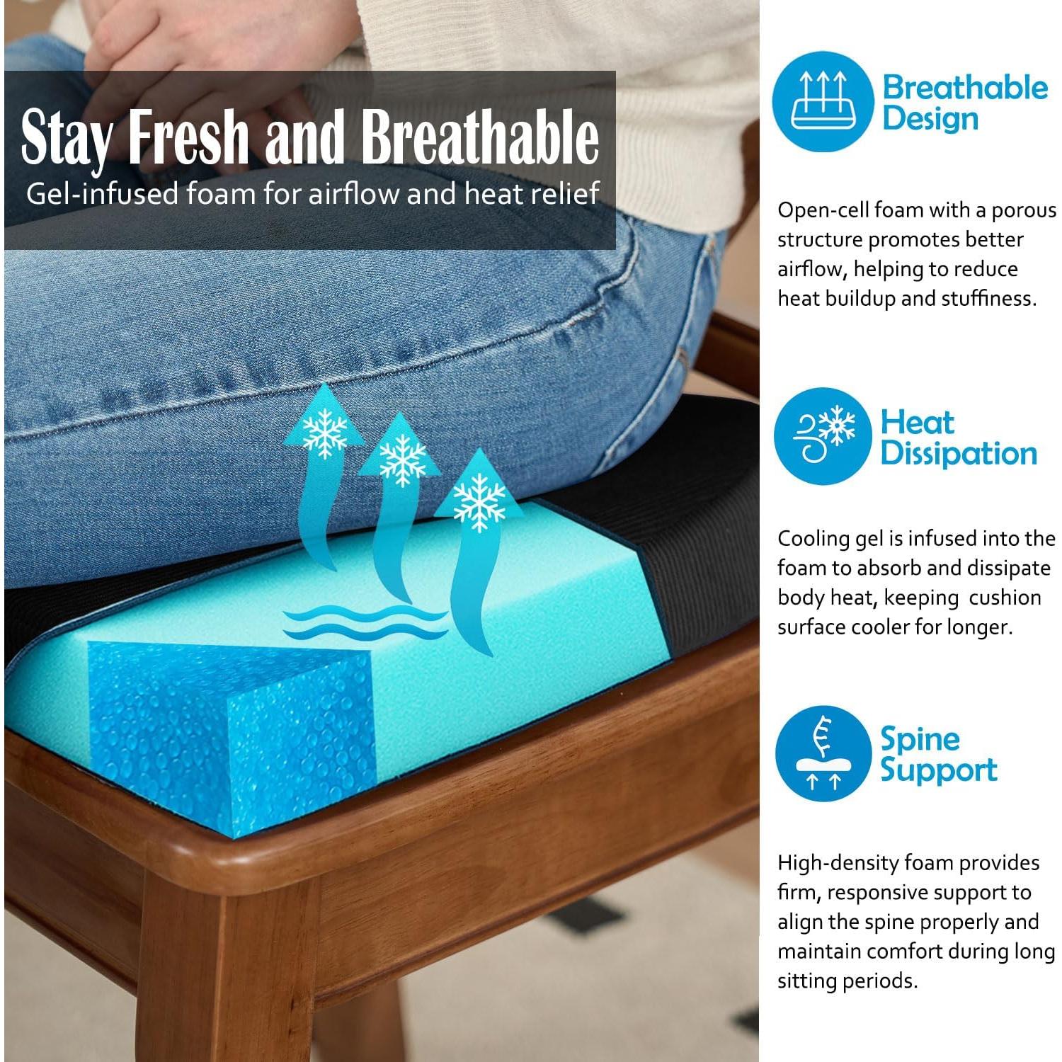 Cojines para Sillas Nobildonna 43x41 cm, Espuma con Gel, Negro, Juego de 2