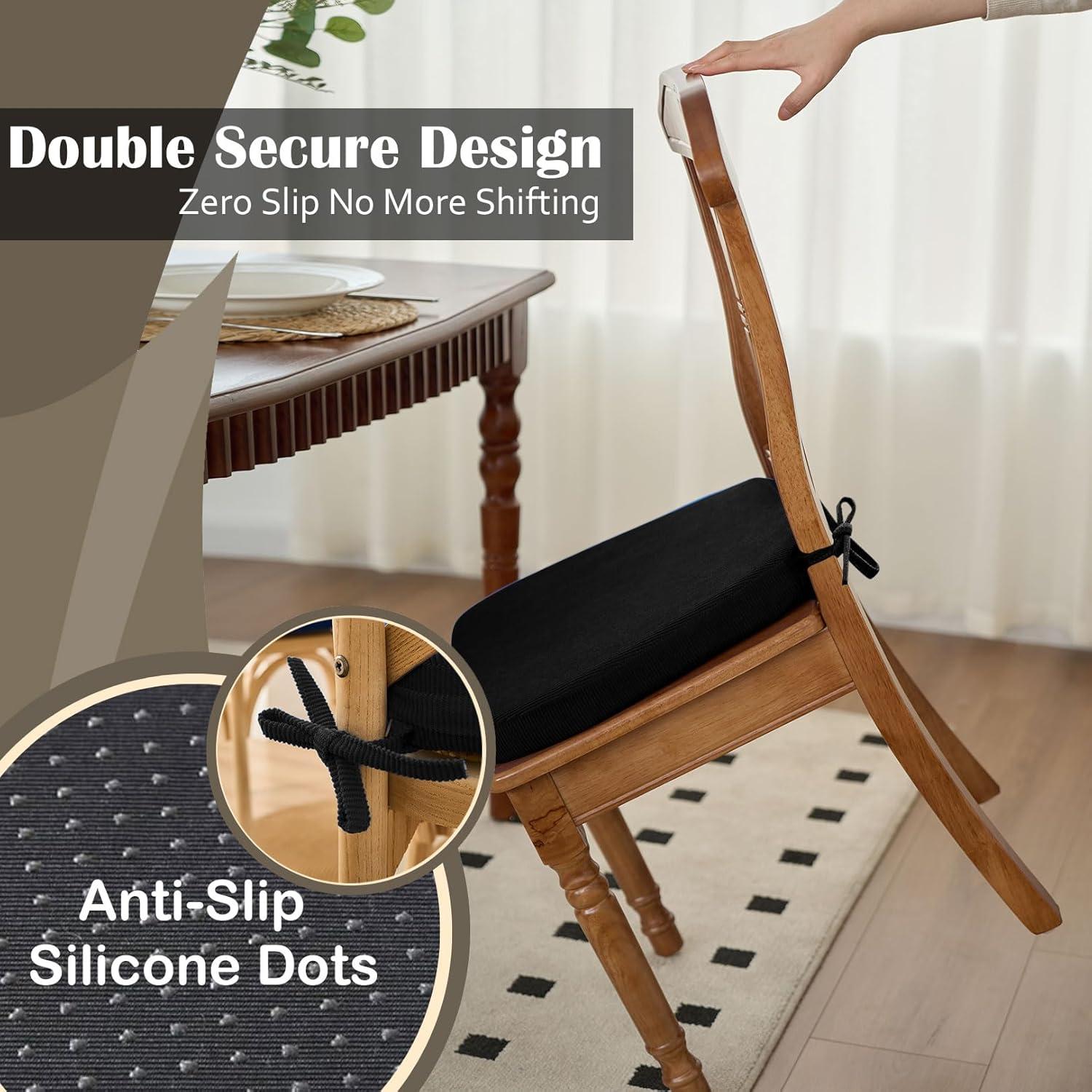 Cojines para Sillas Nobildonna 43x41 cm, Espuma con Gel, Negro, Juego de 2