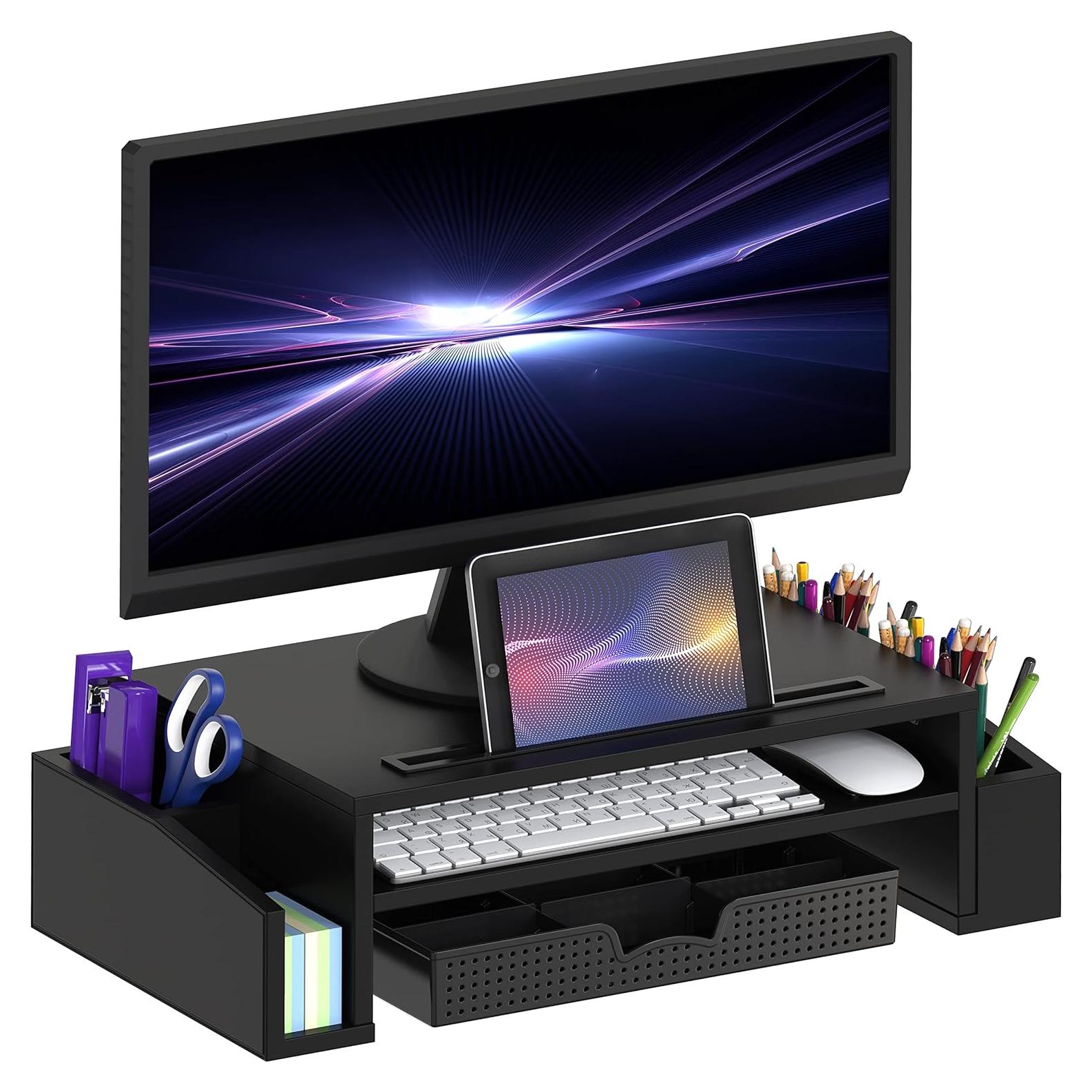 Soporte para Monitor Simple Houseware con Bandeja Ajustable Negro