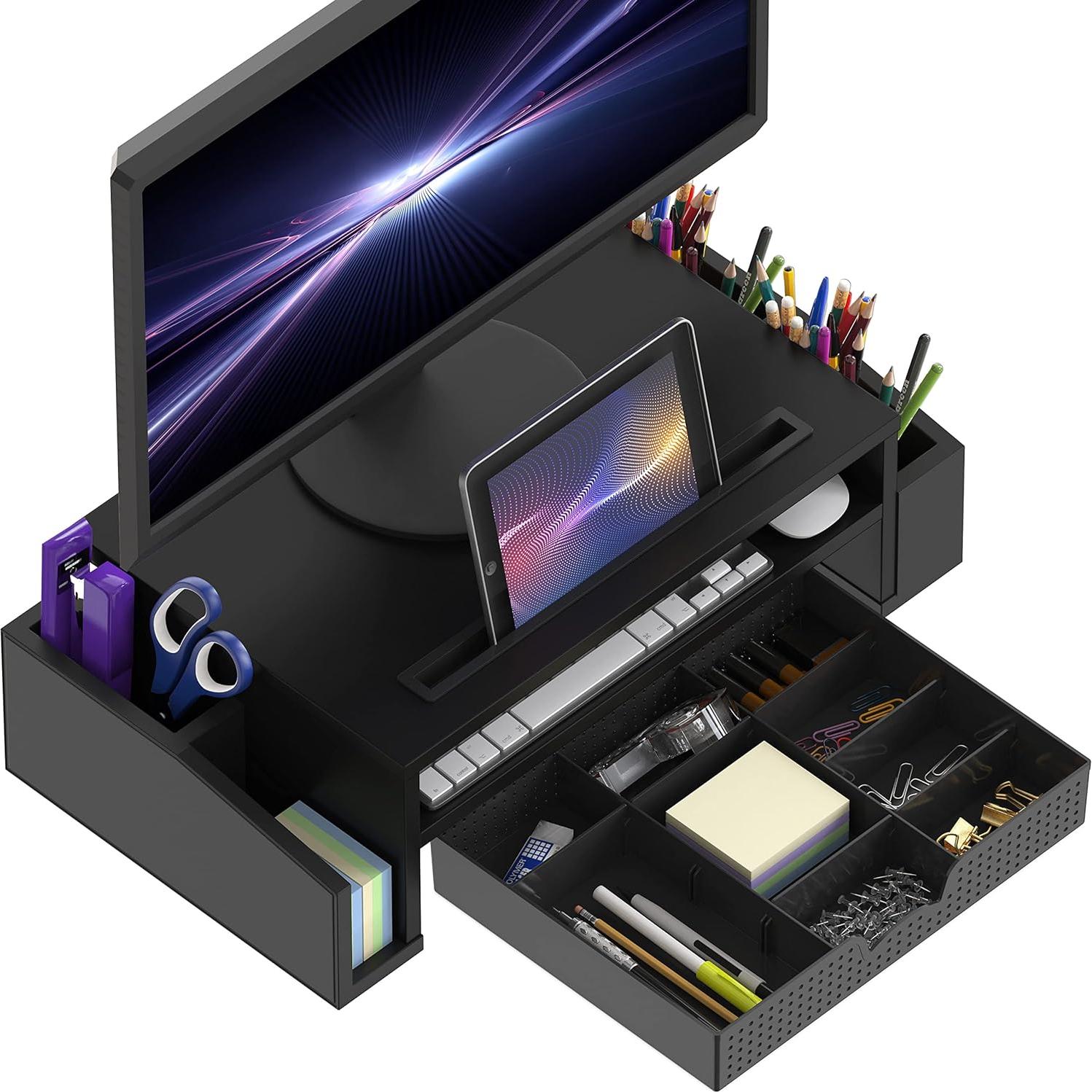 Soporte para Monitor Simple Houseware con Bandeja Ajustable Negro