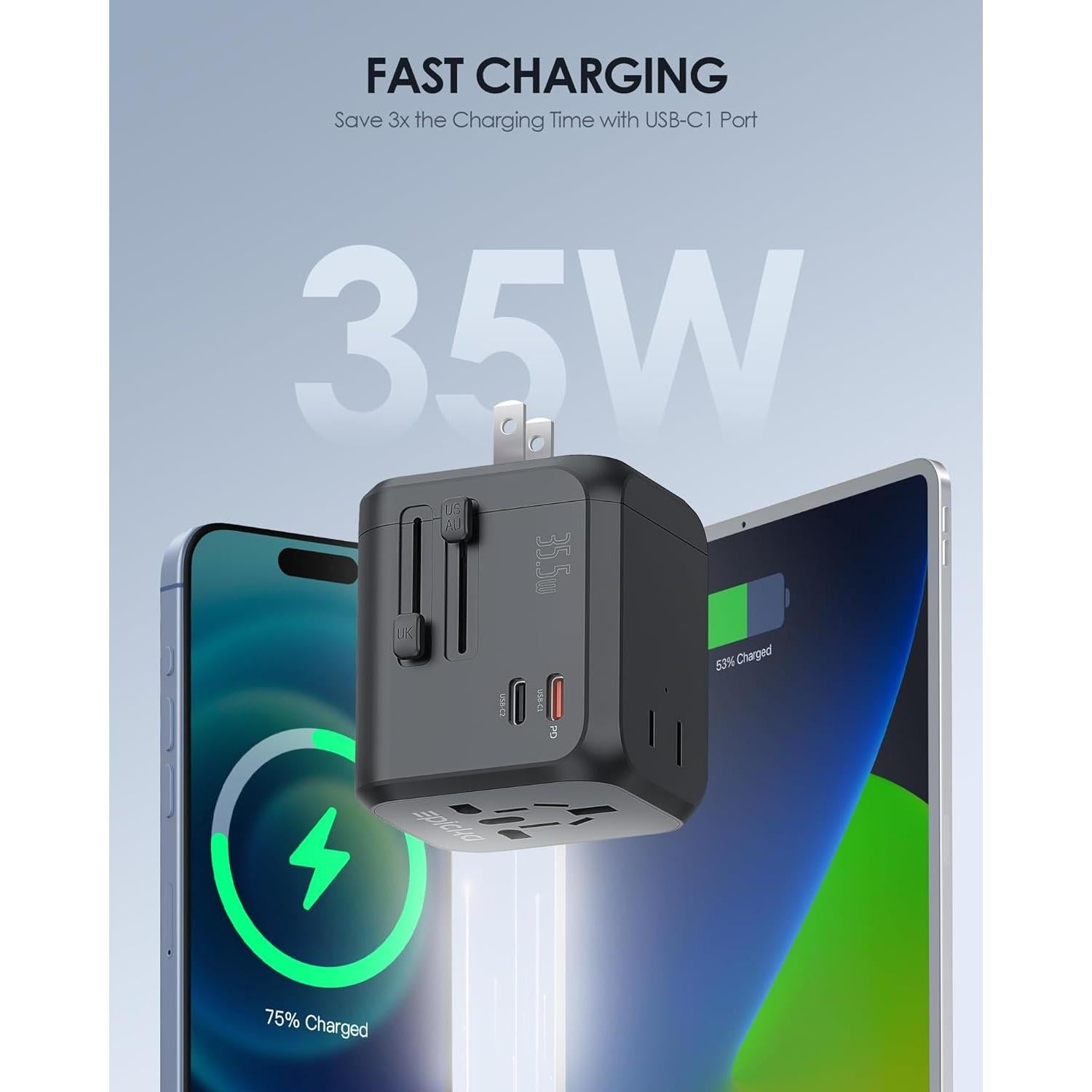 Adaptador de Viaje Universal EPICKA TA-205 35W 6 Puertos