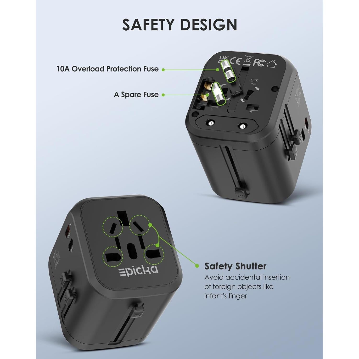 Adaptador de Viaje Universal EPICKA TA-205 35W 6 Puertos