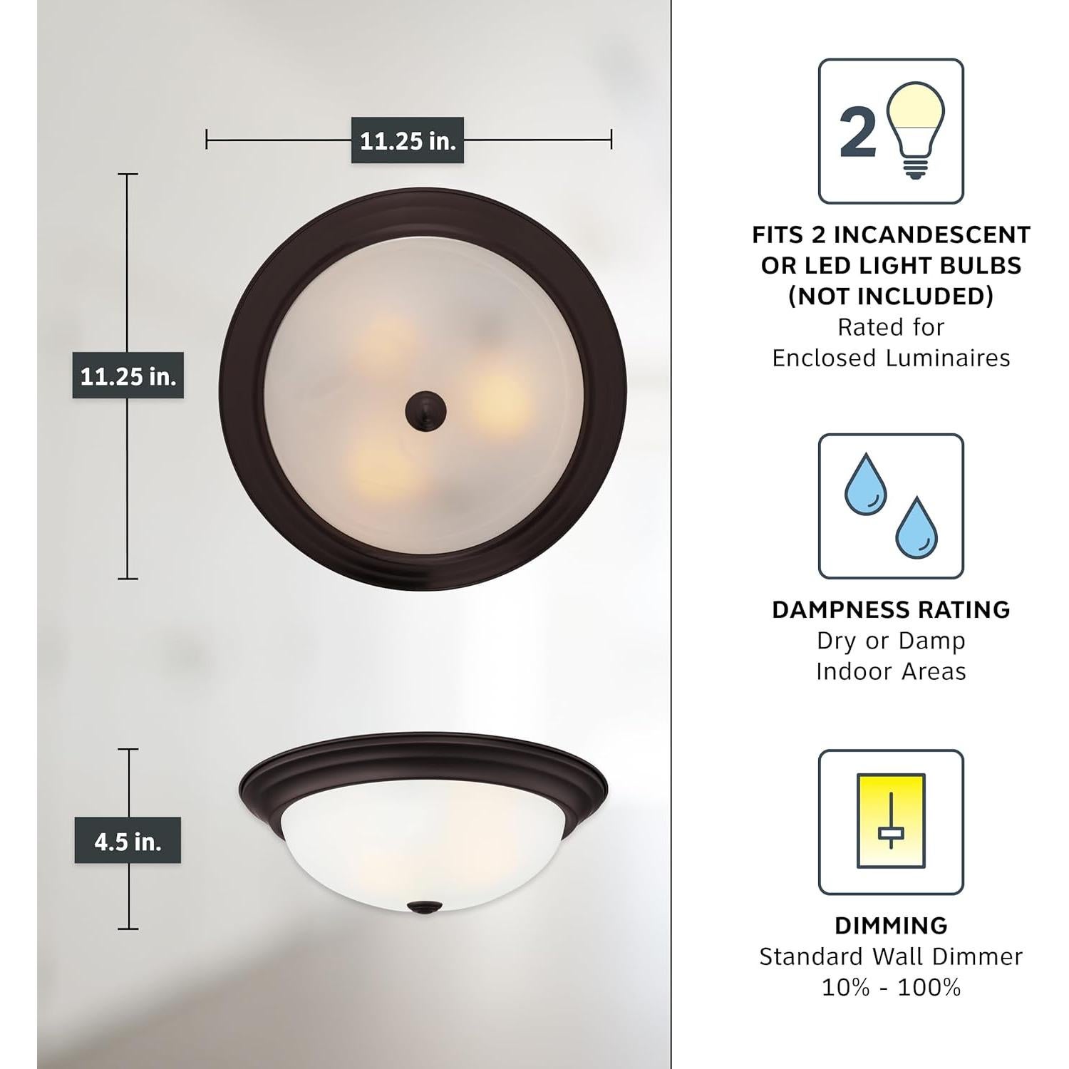 Luz de Techo Designers Fountain Reedley 2 Luces 28.58 cm Bronce