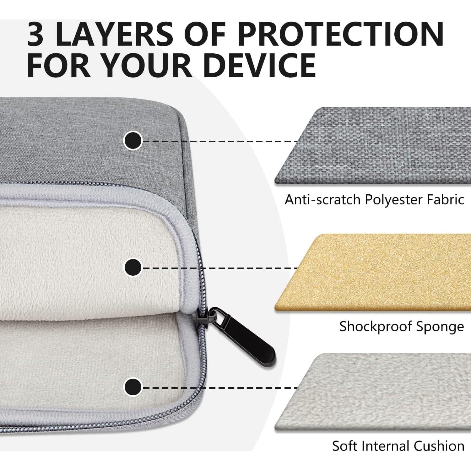 Funda Acolchada para Laptop HEDUGO 33-36 cm Gris con Bolsillo