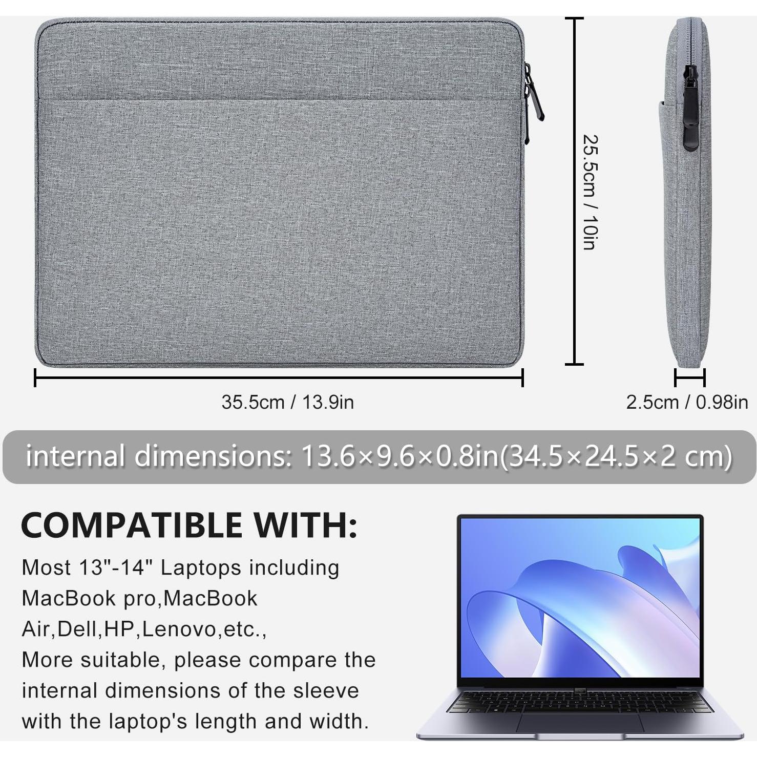 Funda Acolchada para Laptop HEDUGO 33-36 cm Gris con Bolsillo